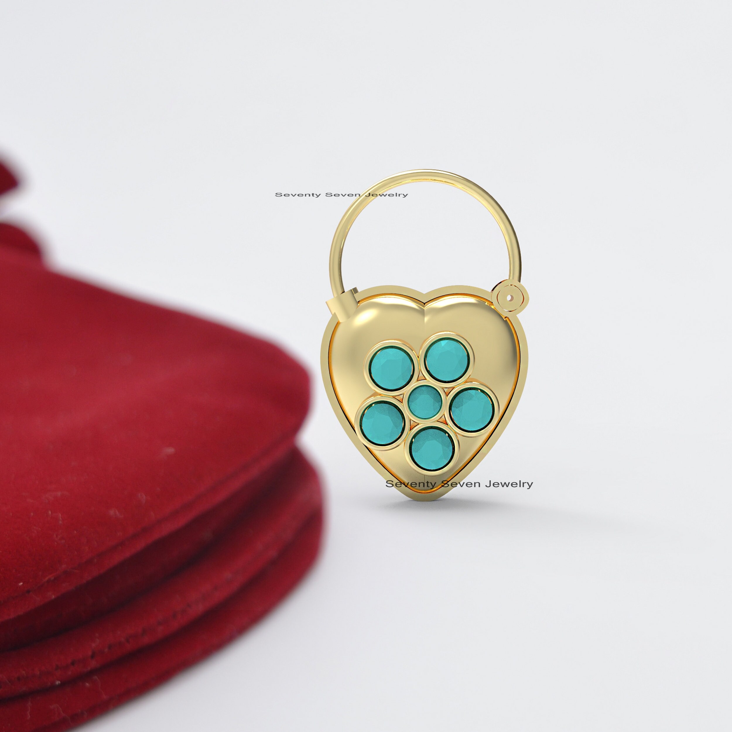 925 Silver Turquoise Heart Padlock Pendant: Gemstone Jewelry - View 3 - Seventy Seven Jewelry | SKU: SSMJP441-SLYGPSP-2026 925 Silver Turquoise Heart Padlock Pendant: Gemstone Jewelry - View 3 - Seventy Seven Jewelry | SKU: SSMJP441-SLYGPSP-2026