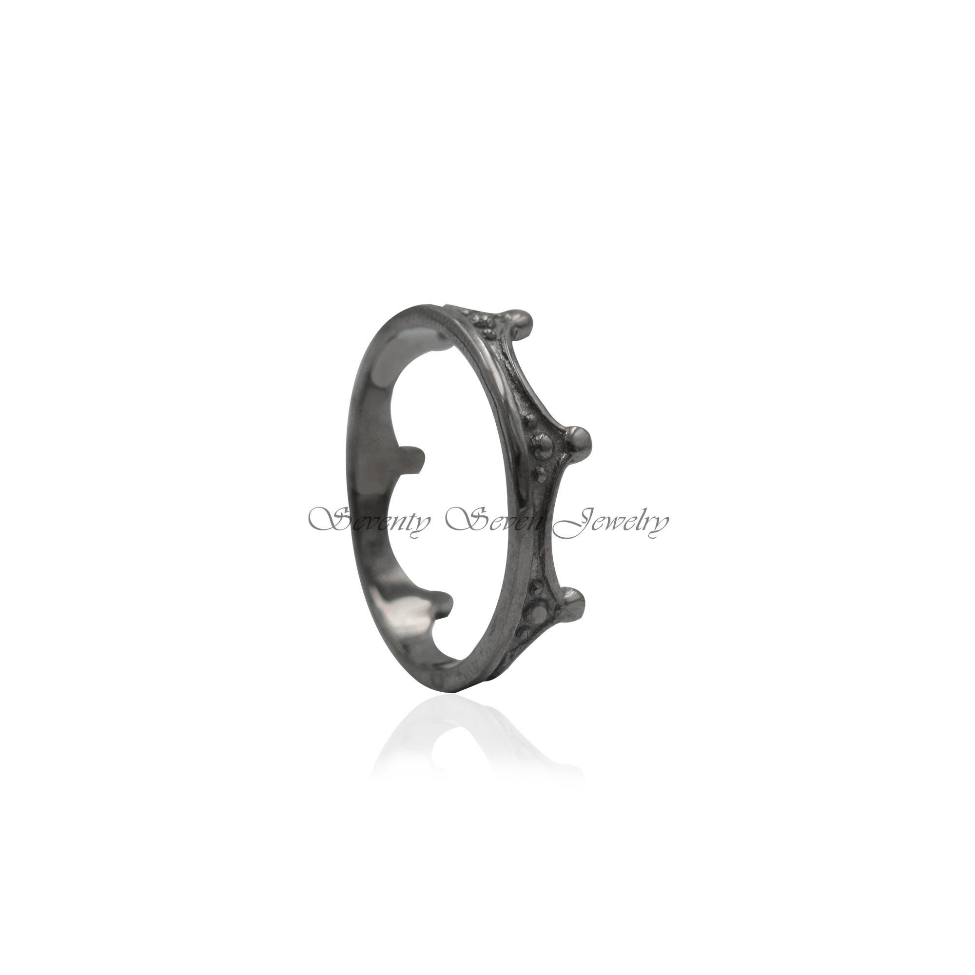 Sterling Silver Crown Ring: Modern Princess Band - View 6 - Seventy Seven Jewelry | SKU: SSMJR427-SLYG-2026
