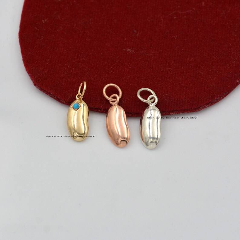 14K Gold Kidney Bean Charms Minimalist Beans Charm Bean Etsy