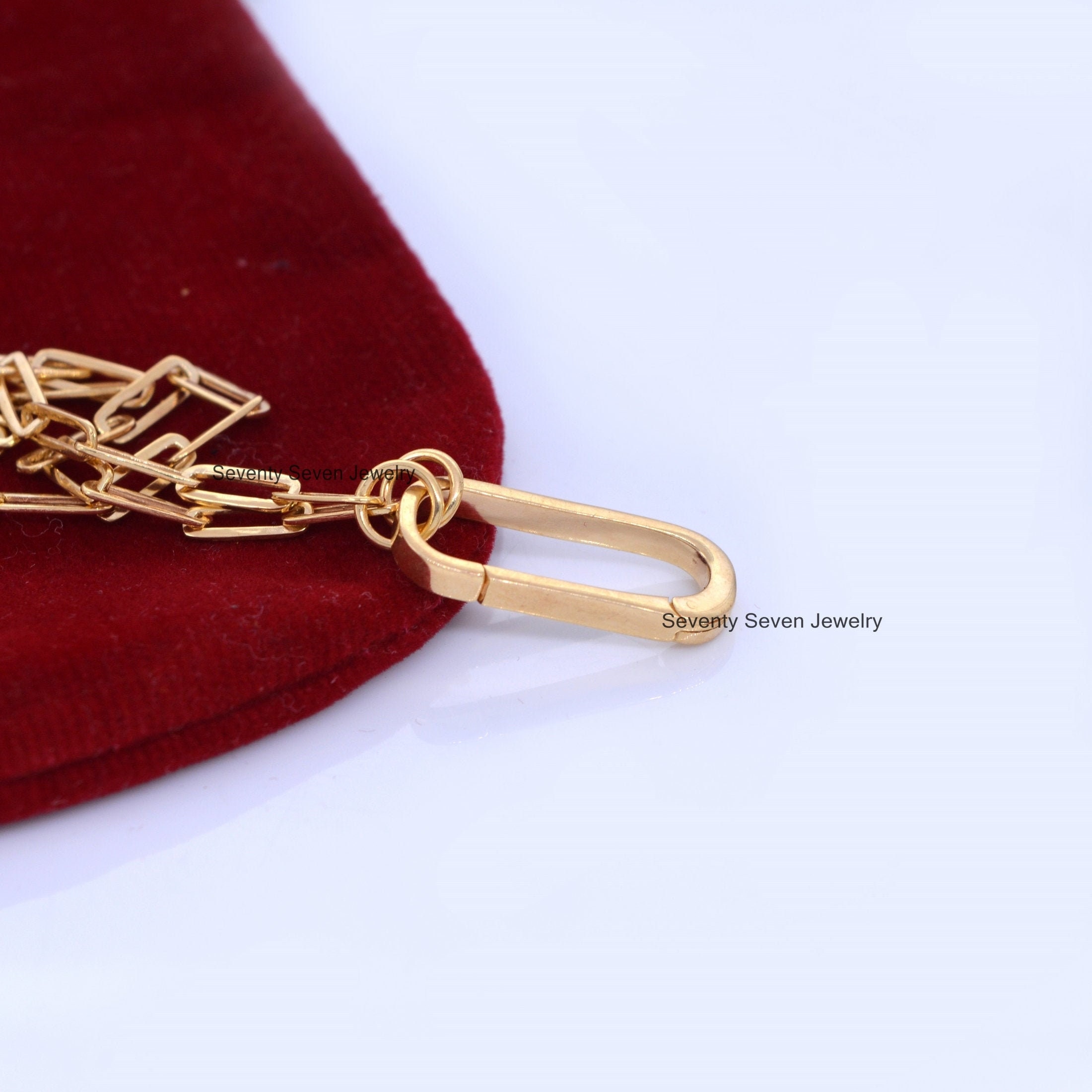 14K Solid Gold Charm Holder: Enhancer Pendant Lock (25x10 MM) - View 6 - Seventy Seven Jewelry | SKU: SSMJH73-14KYG-2026,SSMJ