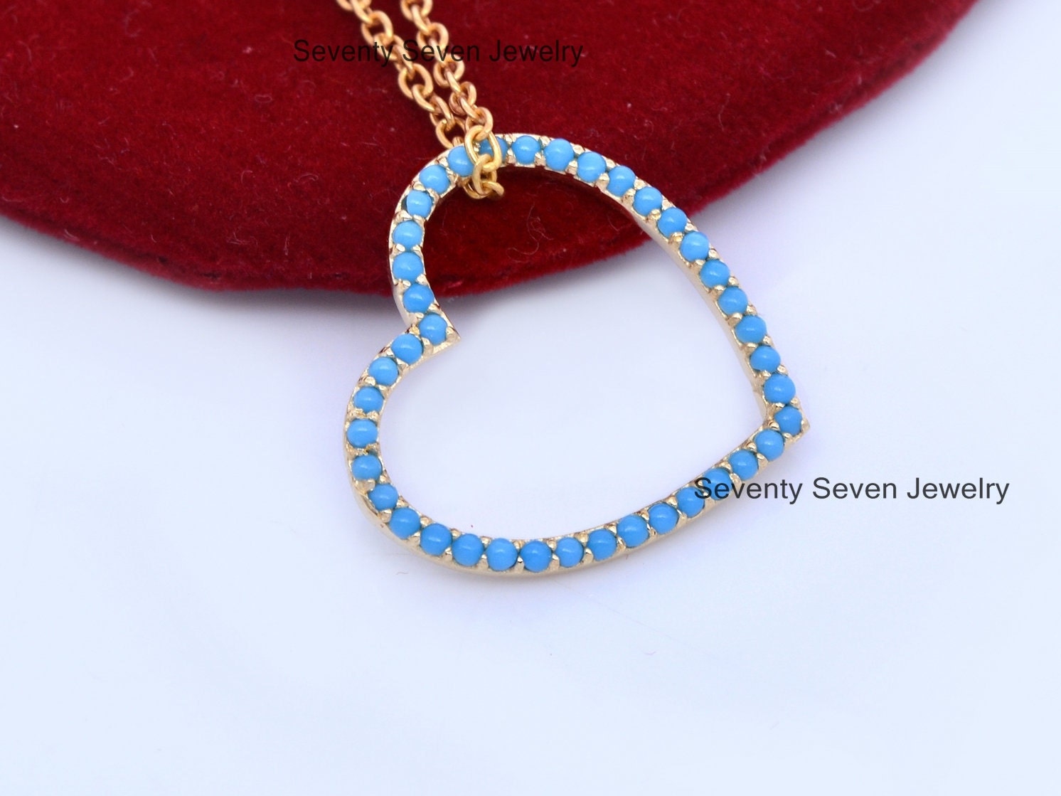 925 Silver Circle Heart Enhancer Necklace Turquoise Heart Etsy
