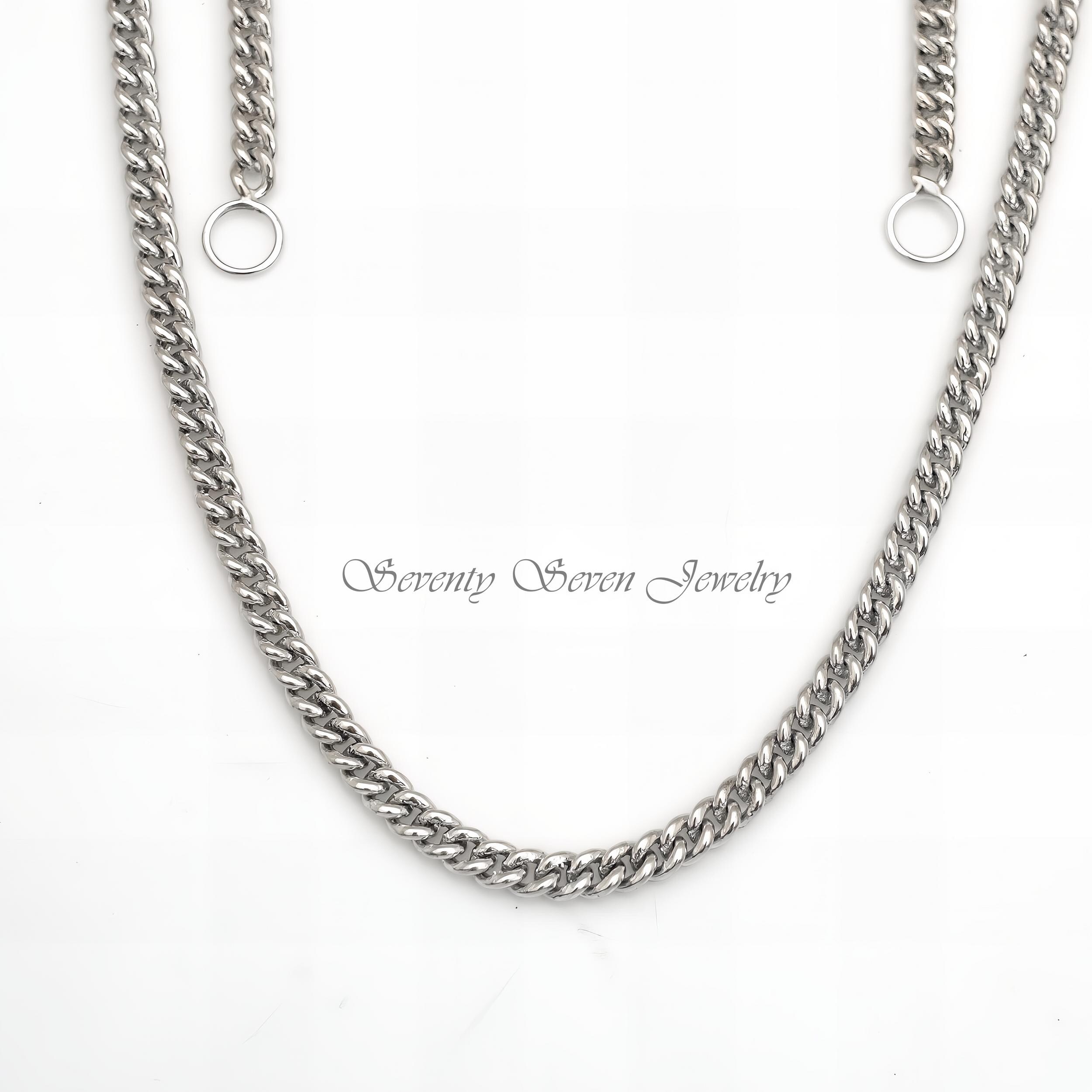 Sterling Silver Curb Chain Necklace: 4.5mm Cuban Link Choker - View 6 - Seventy Seven Jewelry | SKU: SSG17-SLYG-5M-18I-V Sterling Silver Curb Chain Necklace: 4.5mm Cuban Link Choker - View 6 - Seventy Seven Jewelry | SKU: SSG17-SLYG-5M-18I-V