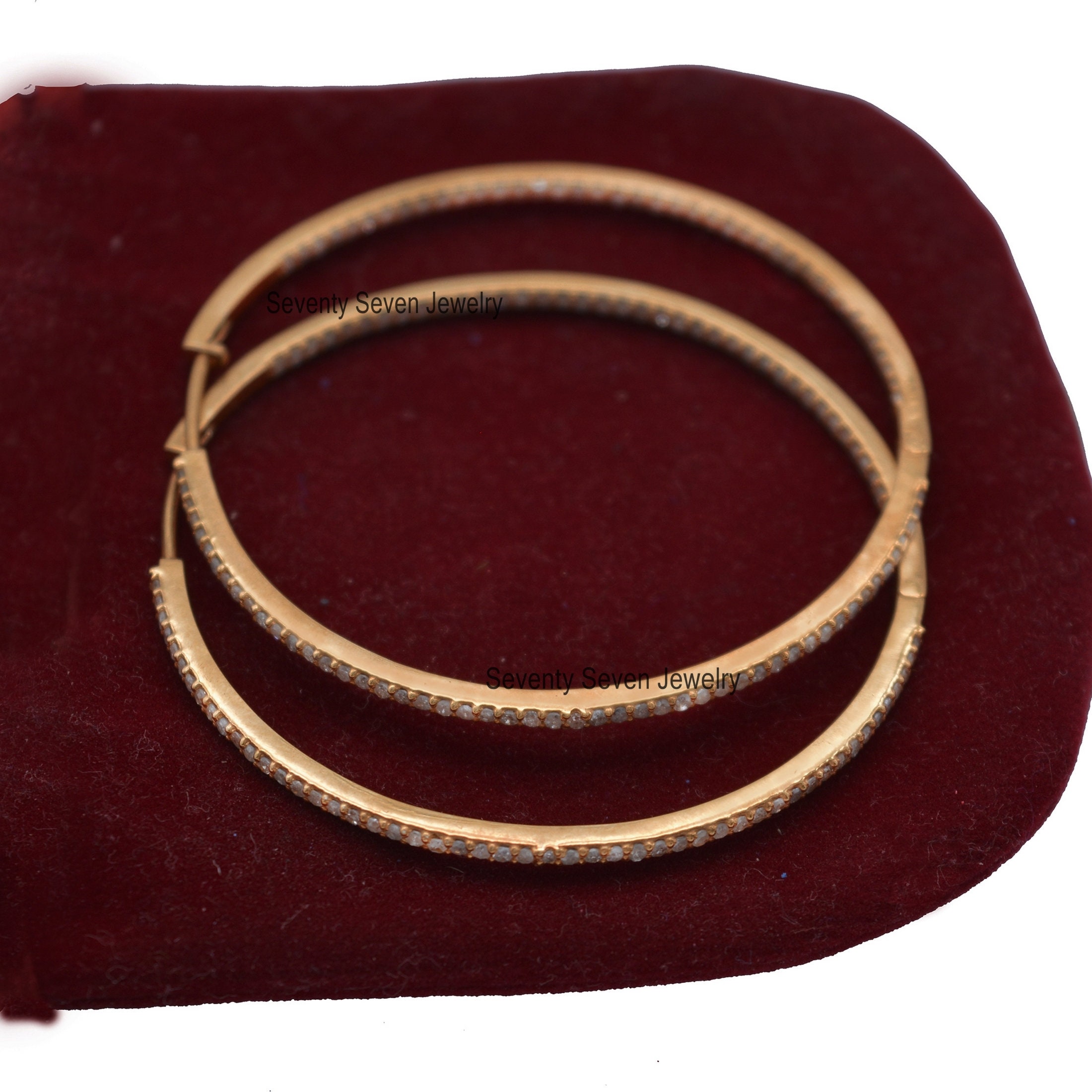14K Gold Pave Diamond Hoop Earrings - 50mm - View 5 - Seventy Seven Jewelry | SKU: SSMJE02-14KYGTQ,SSMJE02-14KYGYSP,SSMJE02-1 14K Gold Pave Diamond Hoop Earrings - 50mm - View 5 - Seventy Seven Jewelry | SKU: SSMJE02-14KYGTQ,SSMJE02-14KYGYSP,SSMJE02-1