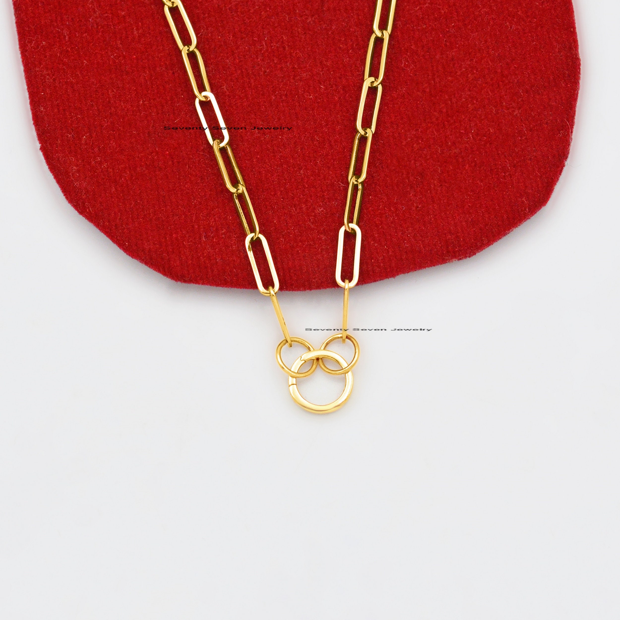 18K Gold Charm Holder Enhancer: Pendant Lock (10x10 MM) - View 3 - Seventy Seven Jewelry | SKU: SSMJH119-18KYG-2026 18K Gold Charm Holder Enhancer: Pendant Lock (10x10 MM) - View 3 - Seventy Seven Jewelry | SKU: SSMJH119-18KYG-2026