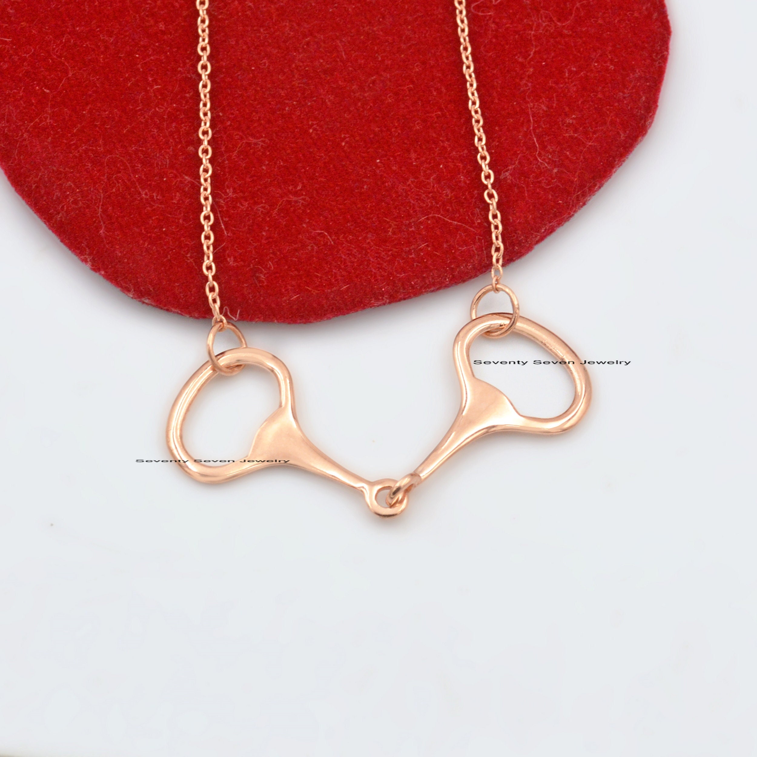 Sterling Silver Snaffle Bit Necklace: Equestrian Jewelry, Horse Lover Gift - View 3 - Seventy Seven Jewelry | SKU: SSMJN28-SL Sterling Silver Snaffle Bit Necklace: Equestrian Jewelry, Horse Lover Gift - View 3 - Seventy Seven Jewelry | SKU: SSMJN28-SL