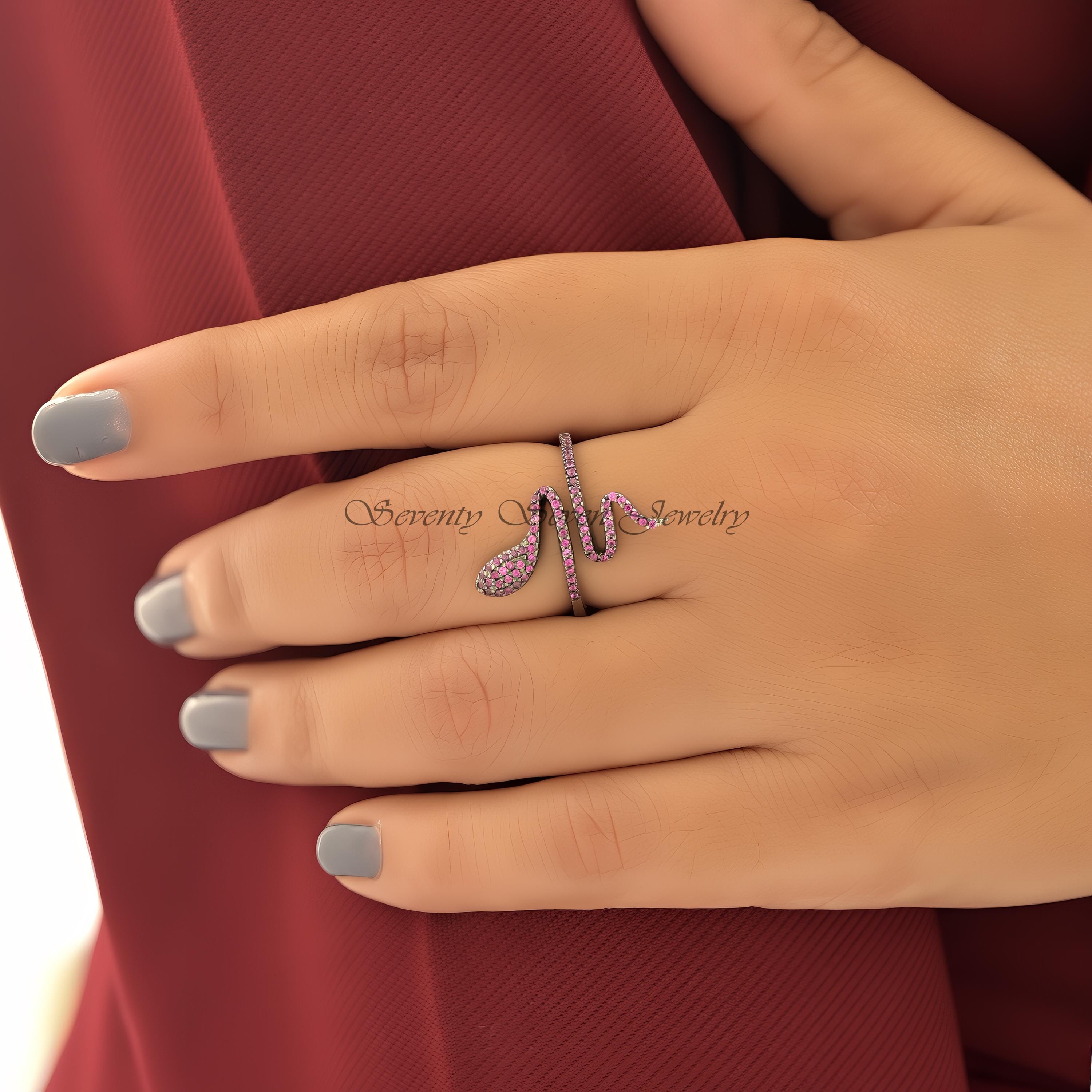 14K Gold Diamond Snake Ring: Pave Serpent Style - View 6 - Seventy Seven Jewelry | SKU: SSMJR346-SLNSPSP-2026 14K Gold Diamond Snake Ring: Pave Serpent Style - View 6 - Seventy Seven Jewelry | SKU: SSMJR346-SLNSPSP-2026