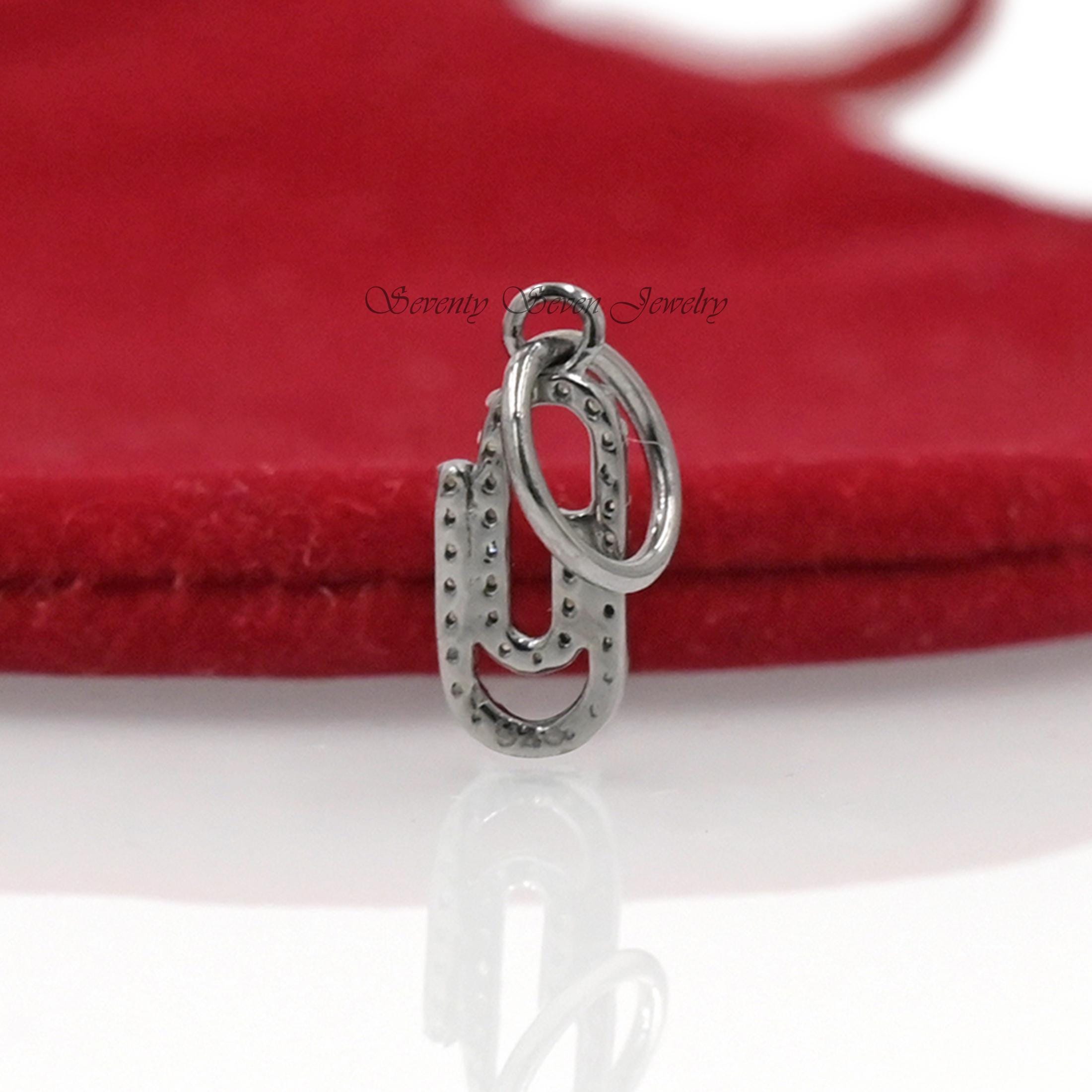 925 Silver Diamond Paper Clip Pendant: Designer Charm Enhancer - View 3 - Seventy Seven Jewelry | SKU: SSMJP682-SLYGDI,SSMJP6 925 Silver Diamond Paper Clip Pendant: Designer Charm Enhancer - View 3 - Seventy Seven Jewelry | SKU: SSMJP682-SLYGDI,SSMJP6