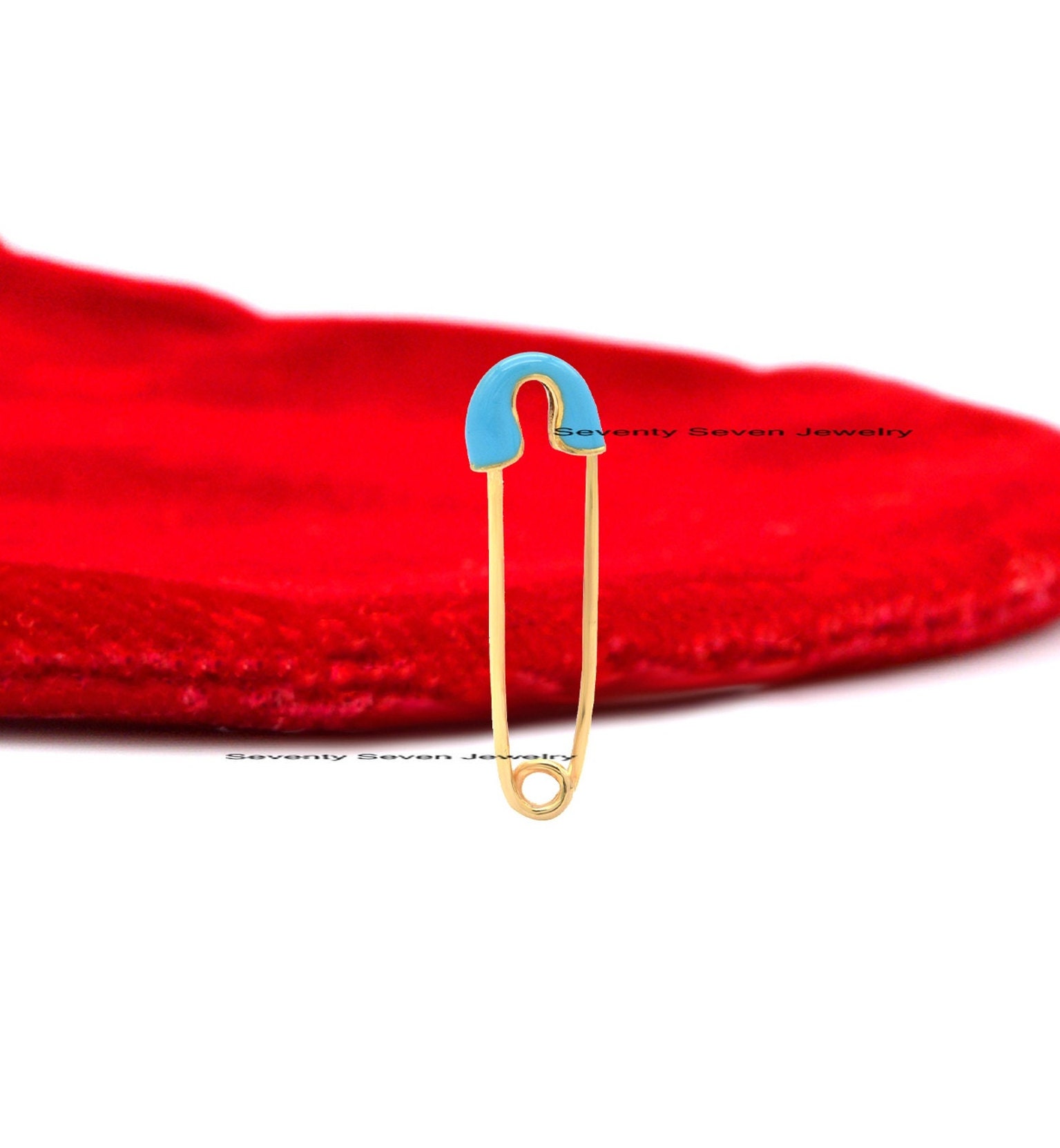 14k Gold Enamel Safety Pin Pendant: Charm Holder Brooch - View 7 - Seventy Seven Jewelry | SKU: SSMJP903-14KYGELP-1-2026 14k Gold Enamel Safety Pin Pendant: Charm Holder Brooch - View 7 - Seventy Seven Jewelry | SKU: SSMJP903-14KYGELP-1-2026