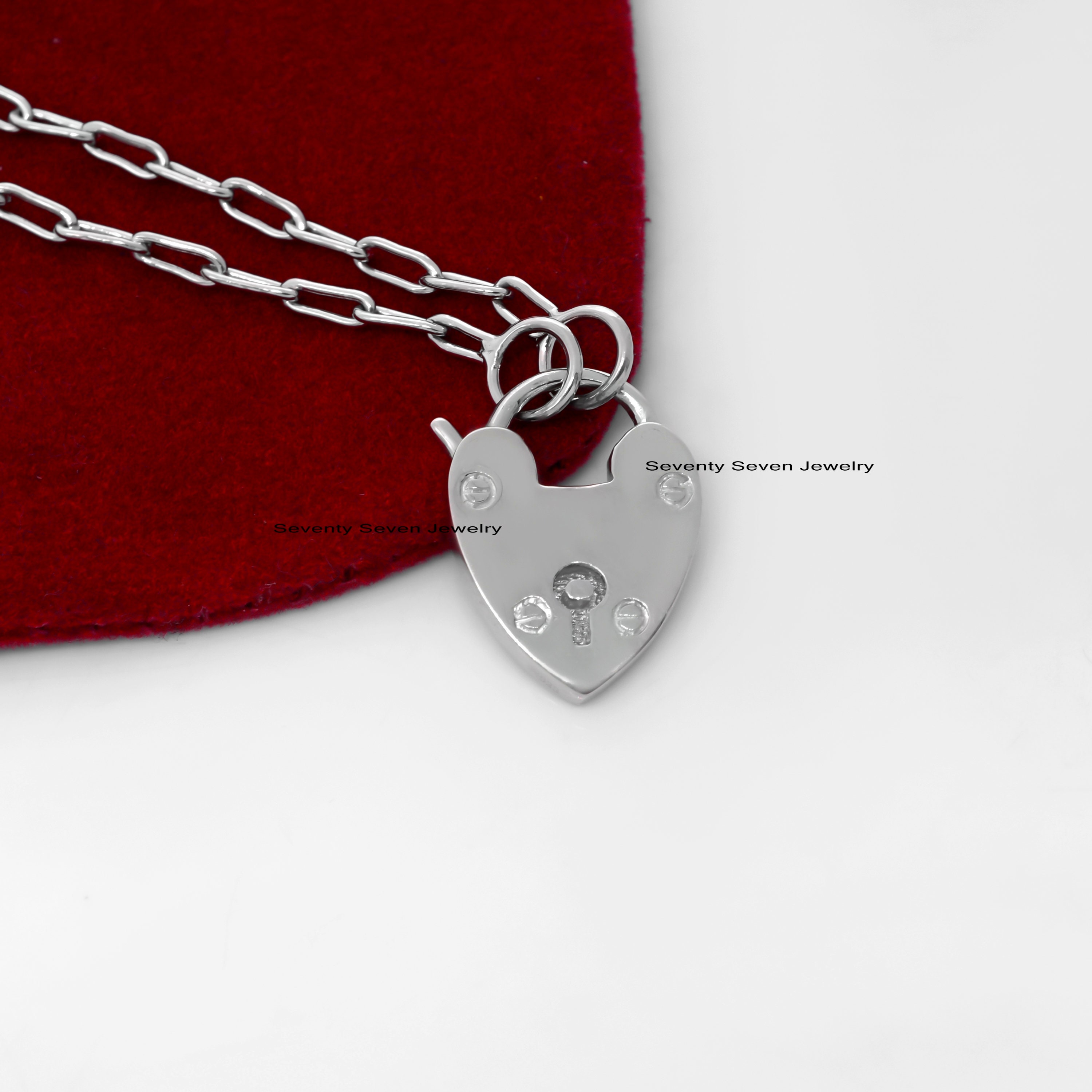 Dainty Heart Padlock Necklace, 925 Sterling Silver, Openable Lock - View 7 - Seventy Seven Jewelry | SKU: SSMJP48-SLRH-G6A-18 Dainty Heart Padlock Necklace, 925 Sterling Silver, Openable Lock - View 7 - Seventy Seven Jewelry | SKU: SSMJP48-SLRH-G6A-18