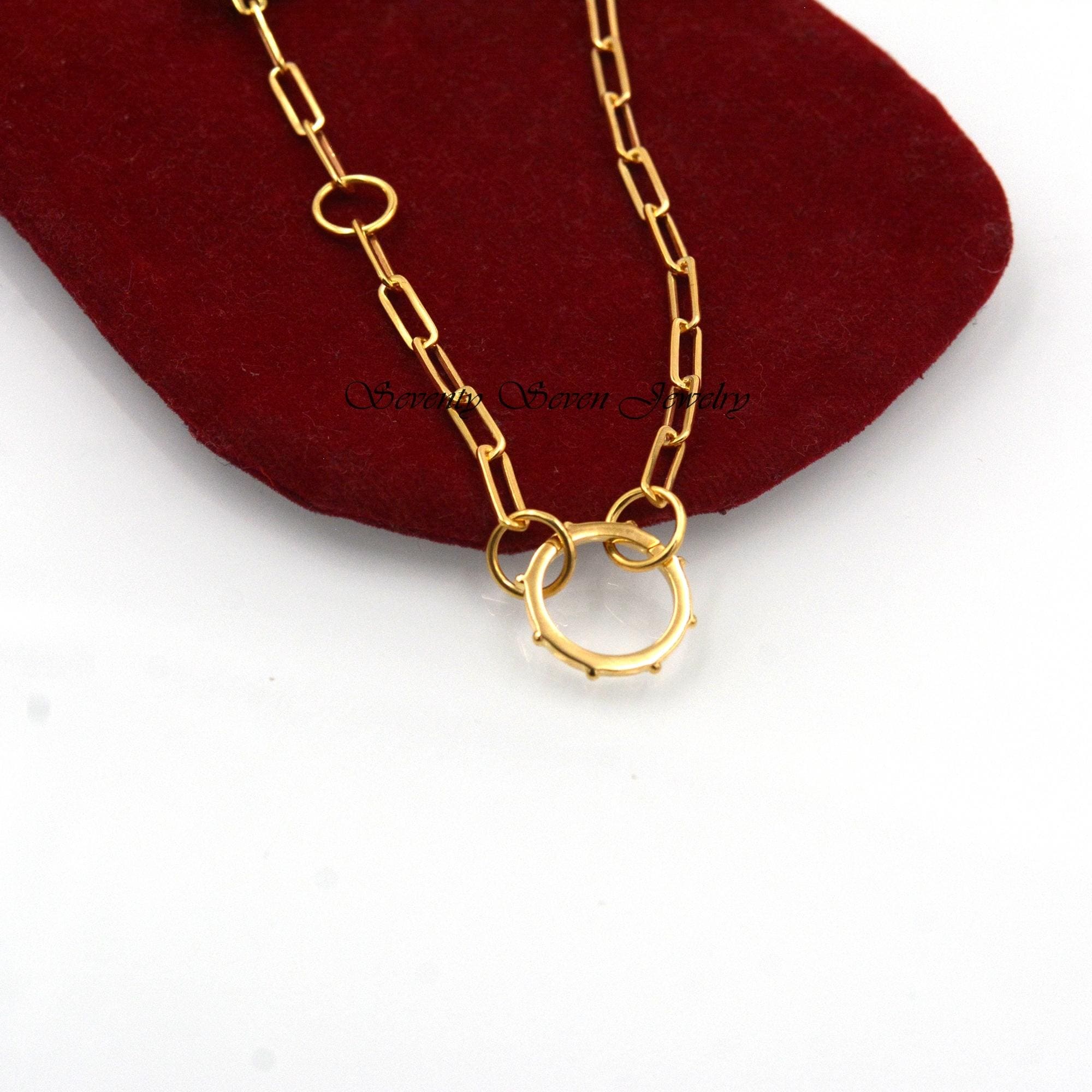 925 Silver Paperclip Chain Necklace: Enhancer Lock, Charm Holder (15MM) - Seventy Seven Jewelry | SKU: SSMJP448-SLYG-15M-G1-1 925 Silver Paperclip Chain Necklace: Enhancer Lock, Charm Holder (15MM) - Seventy Seven Jewelry | SKU: SSMJP448-SLYG-15M-G1-1