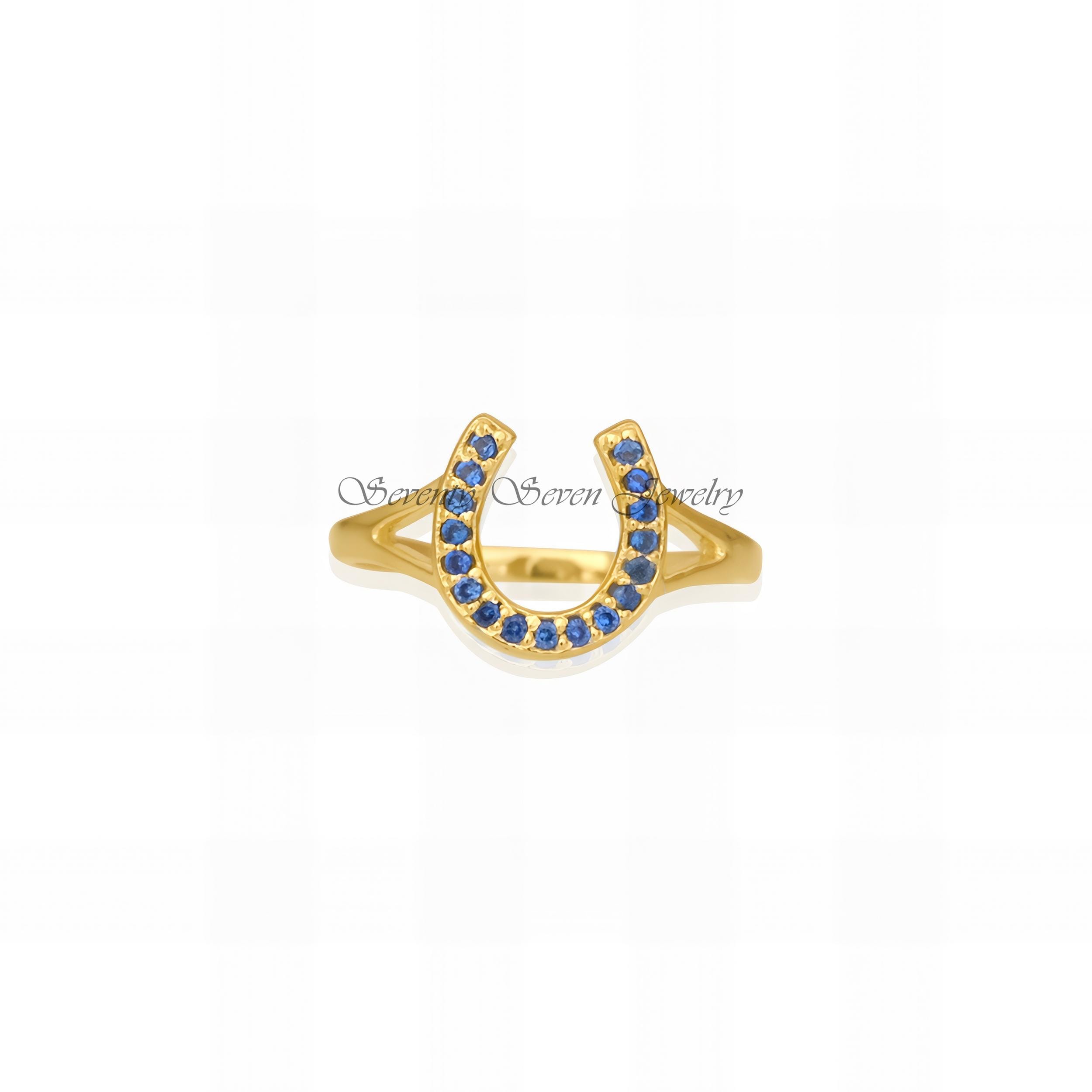 14K Gold Diamond Horseshoe Ring: Lucky Vintage Style - Seventy Seven Jewelry | SKU: SSMJR406-14KYGWGDI-2026 14K Gold Diamond Horseshoe Ring: Lucky Vintage Style - Seventy Seven Jewelry | SKU: SSMJR406-14KYGWGDI-2026