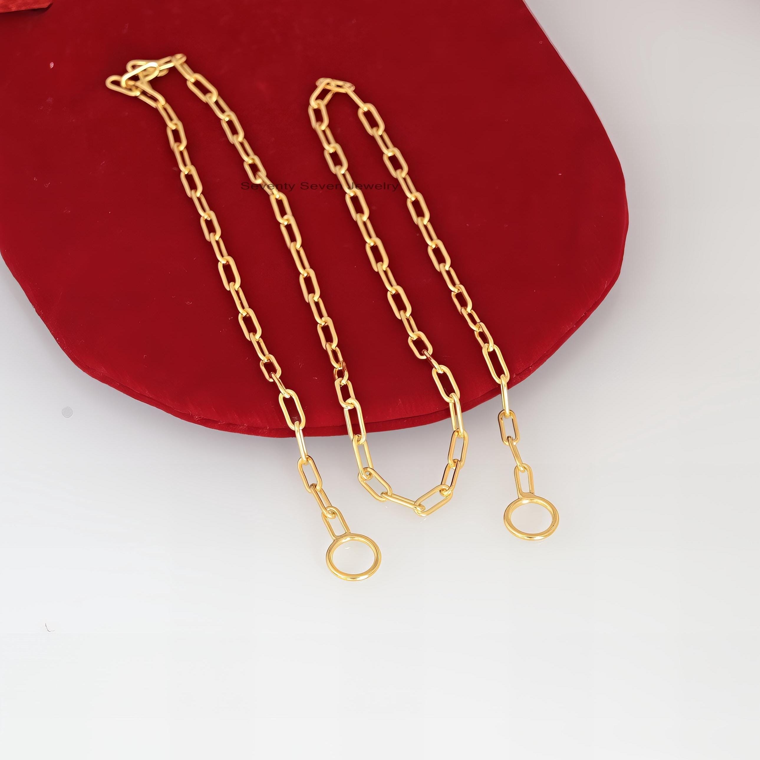 Sterling Silver Oval Link Chain Necklace: Carabiner Connector - View 2 - Seventy Seven Jewelry | SKU: SSG6A-SLYG-6.6M-18I-V