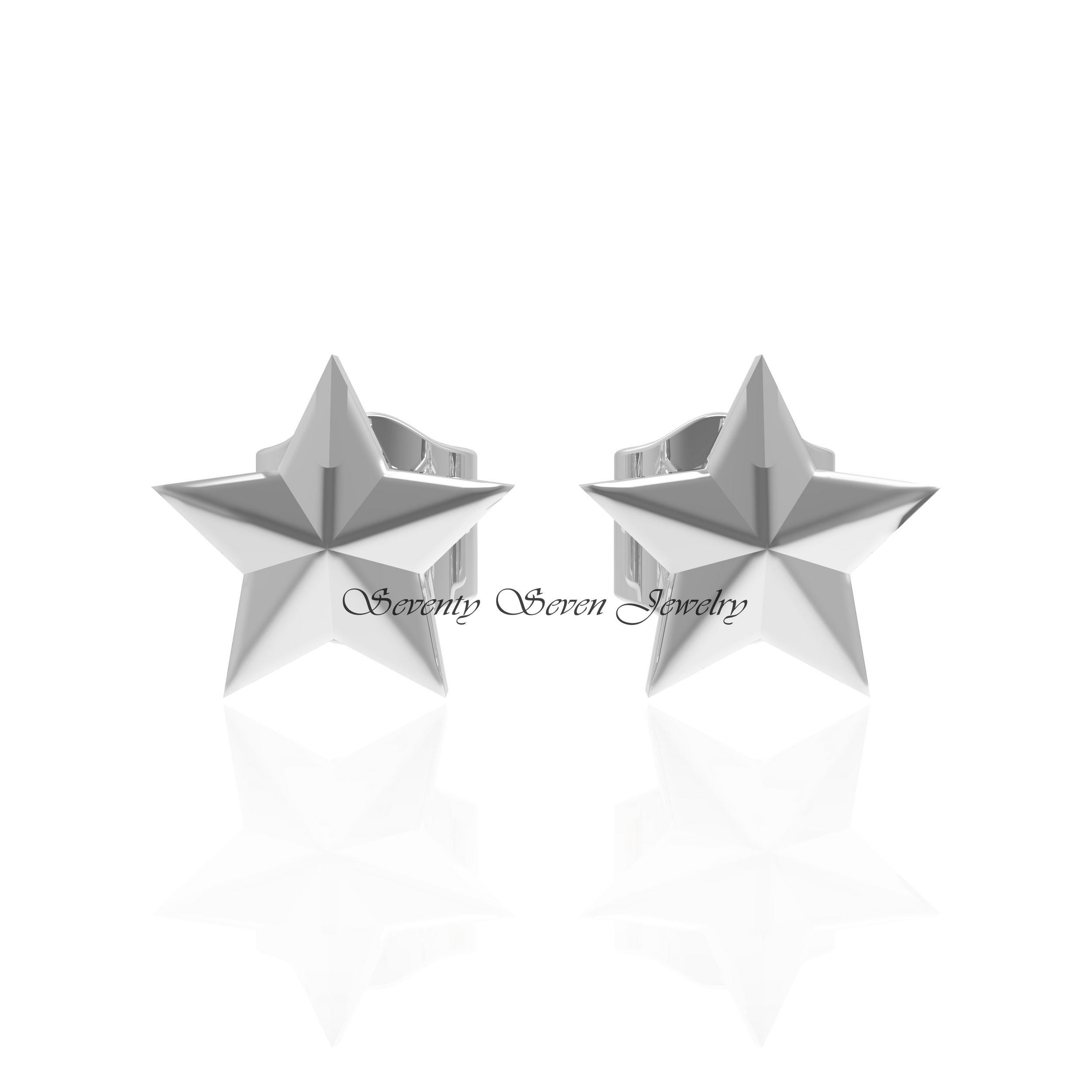 14K Gold Star Stud Earrings, Minimalist Starburst Jewelry, Everyday Dainty Studs - View 3 - Seventy Seven Jewelry | SKU: SSMJ 14K Gold Star Stud Earrings, Minimalist Starburst Jewelry, Everyday Dainty Studs - View 3 - Seventy Seven Jewelry | SKU: SSMJ