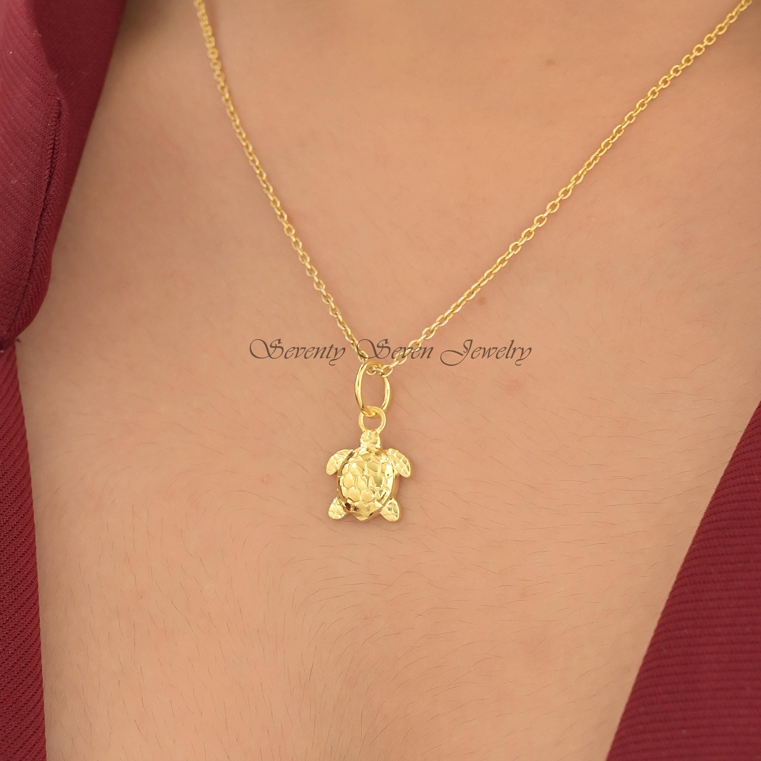 14k Gold Plated Turtle Pendant: Sea Charm Jewellery - View 4 - Seventy Seven Jewelry | SKU: SSMJP5176-SLYG-20M 14k Gold Plated Turtle Pendant: Sea Charm Jewellery - View 4 - Seventy Seven Jewelry | SKU: SSMJP5176-SLYG-20M