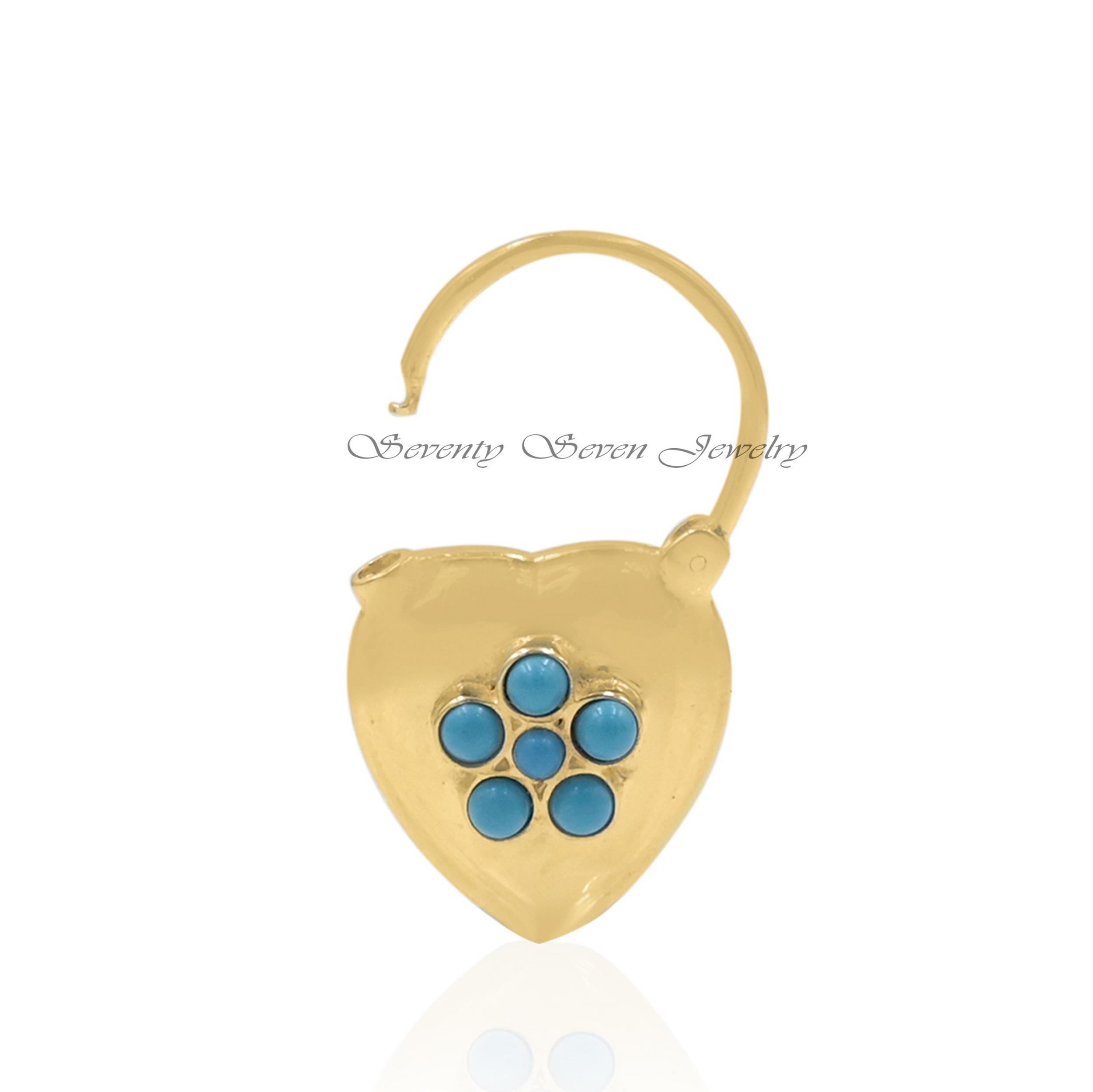 925 Silver Turquoise Heart Padlock Pendant: Gemstone Jewelry - View 2 - Seventy Seven Jewelry | SKU: SSMJP441-SLYGPSP-2026 925 Silver Turquoise Heart Padlock Pendant: Gemstone Jewelry - View 2 - Seventy Seven Jewelry | SKU: SSMJP441-SLYGPSP-2026