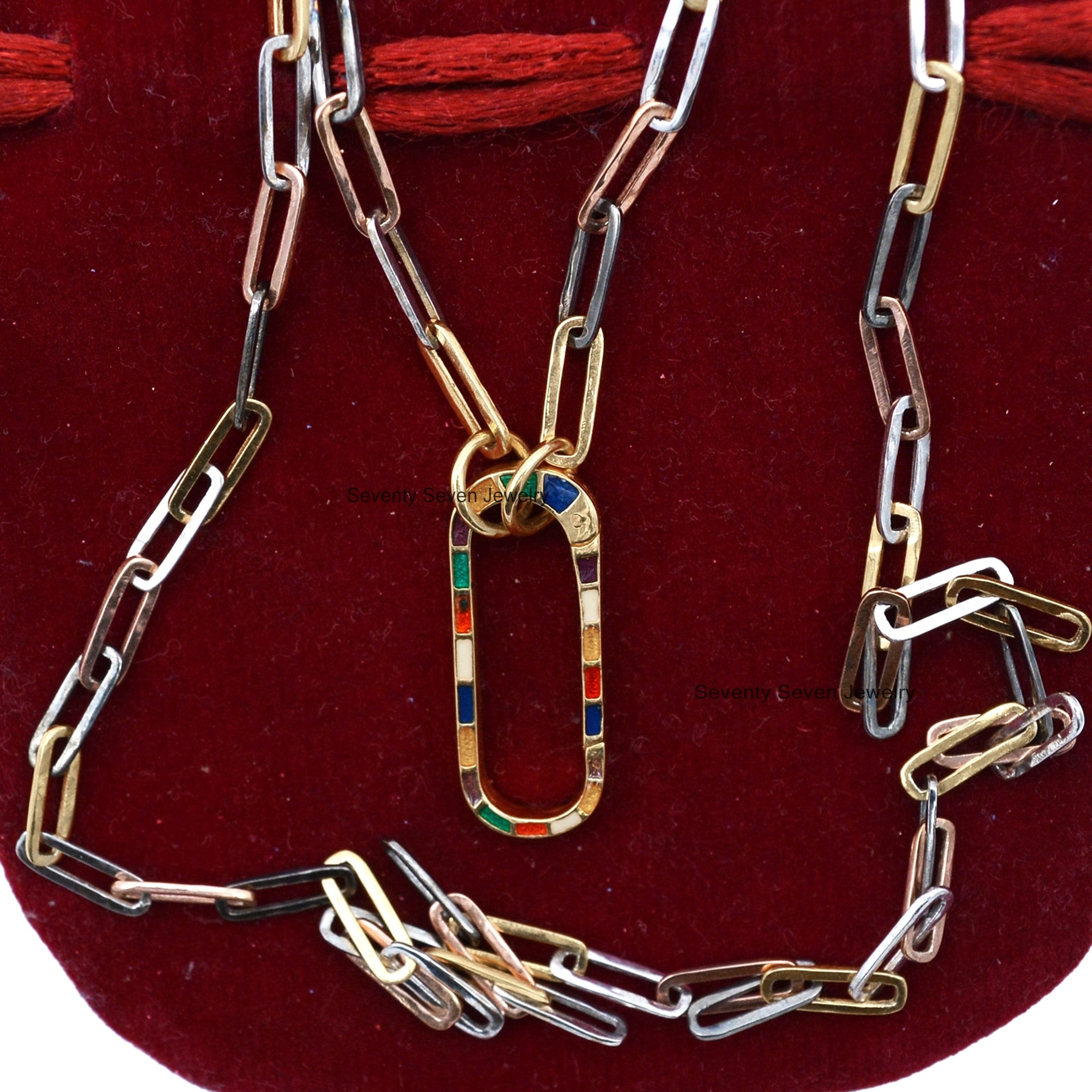 925 Silver Enamel Charm Holder: Multi-Color Push Lock (25x10 MM) - View 4 - Seventy Seven Jewelry | SKU: SSMJP71-SLYGELMT-202 925 Silver Enamel Charm Holder: Multi-Color Push Lock (25x10 MM) - View 4 - Seventy Seven Jewelry | SKU: SSMJP71-SLYGELMT-202