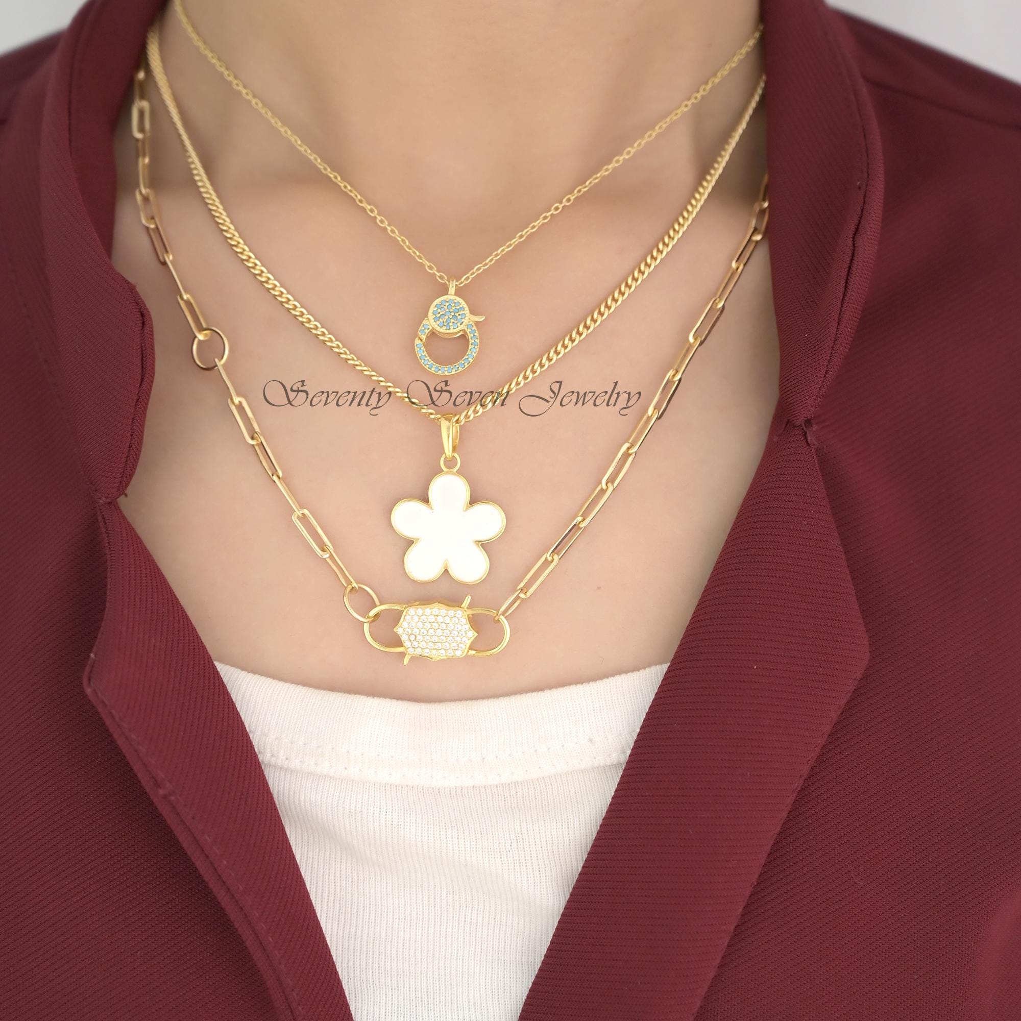 925 Silver Enamel Flower Pendant Charm (28x20 MM) - View 2 - Seventy Seven Jewelry | SKU: SSMJP607-SLYGELTQ-2026 925 Silver Enamel Flower Pendant Charm (28x20 MM) - View 2 - Seventy Seven Jewelry | SKU: SSMJP607-SLYGELTQ-2026