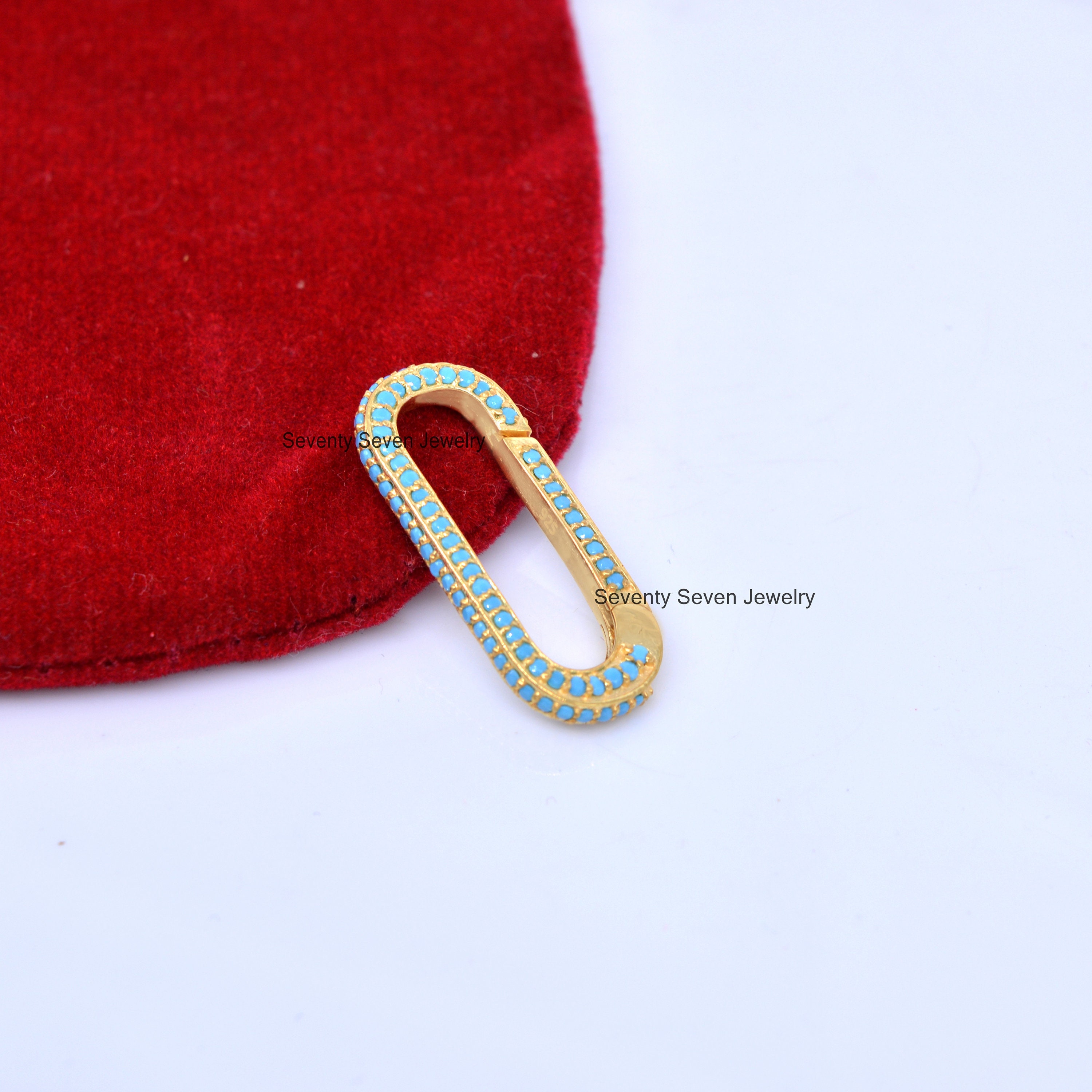 Diamond 925 Silver Enhancer Lock, Multi Gemstone Spring Link - View 4 - Seventy Seven Jewelry | SKU: SSMJP443-SLYGTQ,SSMJP443 Diamond 925 Silver Enhancer Lock, Multi Gemstone Spring Link - View 4 - Seventy Seven Jewelry | SKU: SSMJP443-SLYGTQ,SSMJP443