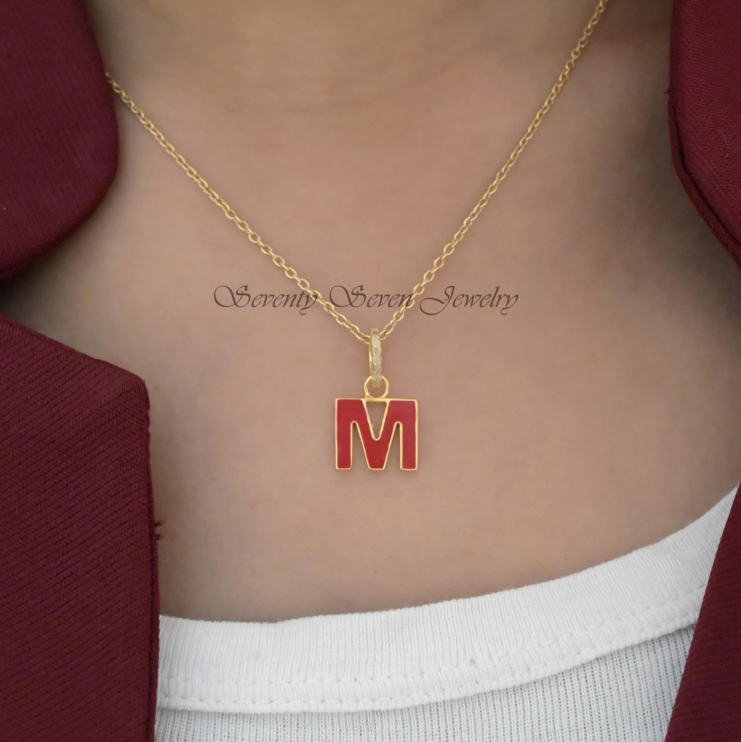 Turquoise Enamel Initial Pendant: Diamond Letter Charm, 925 Silver - View 2 - Seventy Seven Jewelry | SKU: SSMJP1029-SLYGDIEL Turquoise Enamel Initial Pendant: Diamond Letter Charm, 925 Silver - View 2 - Seventy Seven Jewelry | SKU: SSMJP1029-SLYGDIEL