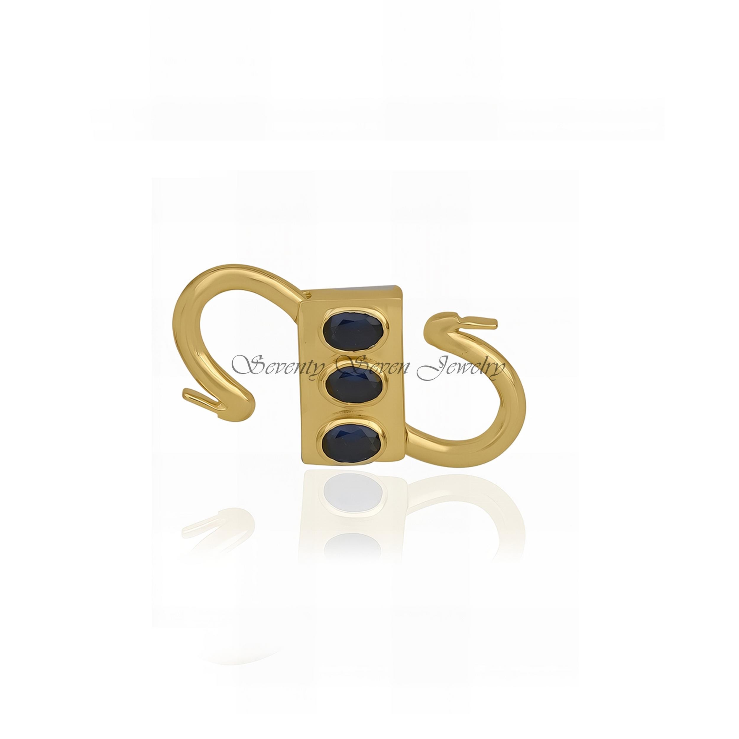 Kyanite Gemstone 925 Silver Padlock Pendant - Double Side Openable - Seventy Seven Jewelry | SKU: SSMJP31-SLYGKT-2026 Kyanite Gemstone 925 Silver Padlock Pendant - Double Side Openable - Seventy Seven Jewelry | SKU: SSMJP31-SLYGKT-2026