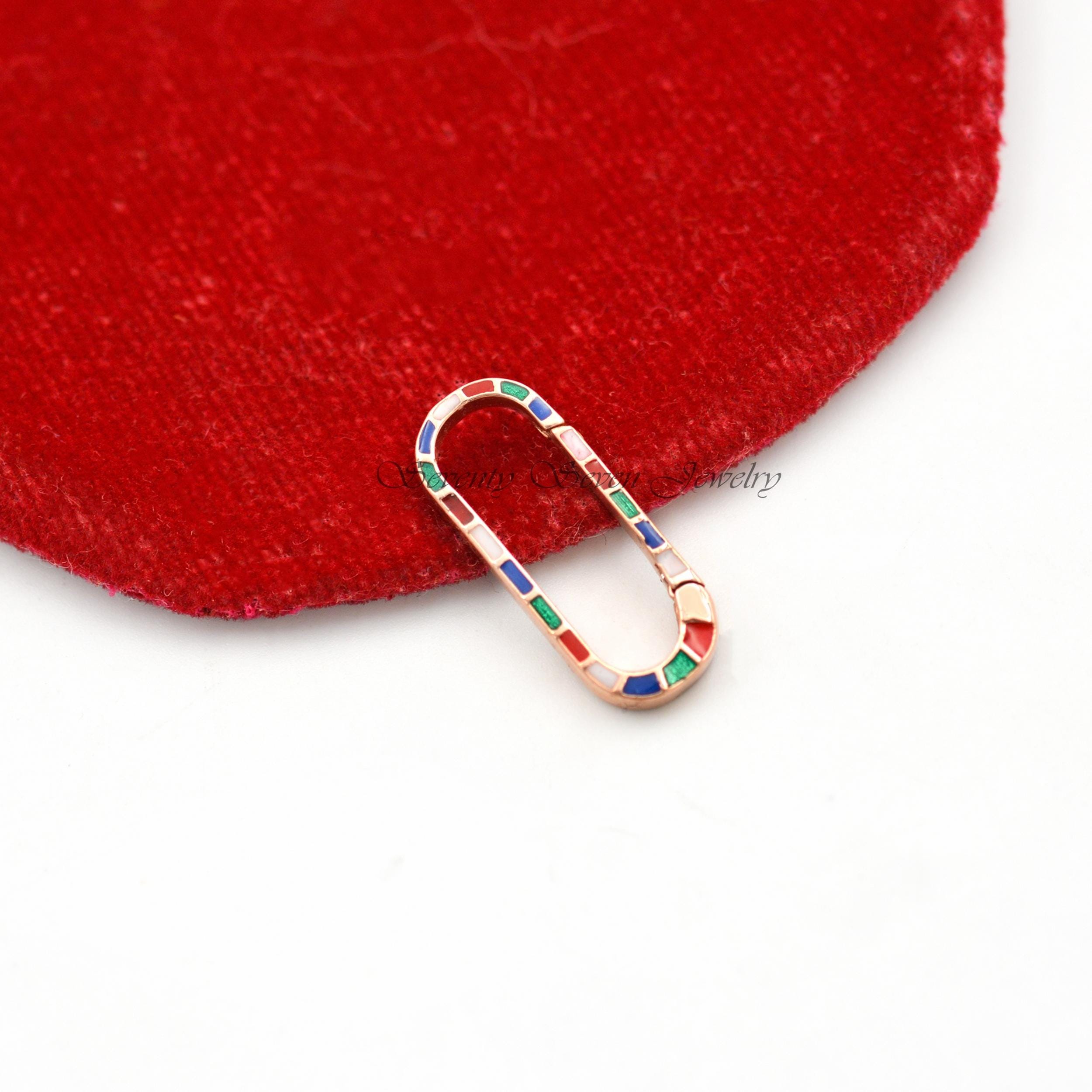925 Silver Enamel Charm Holder: Multi-Color Push Lock (25x10 MM) - View 7 - Seventy Seven Jewelry | SKU: SSMJP71-SLYGELMT-202 925 Silver Enamel Charm Holder: Multi-Color Push Lock (25x10 MM) - View 7 - Seventy Seven Jewelry | SKU: SSMJP71-SLYGELMT-202