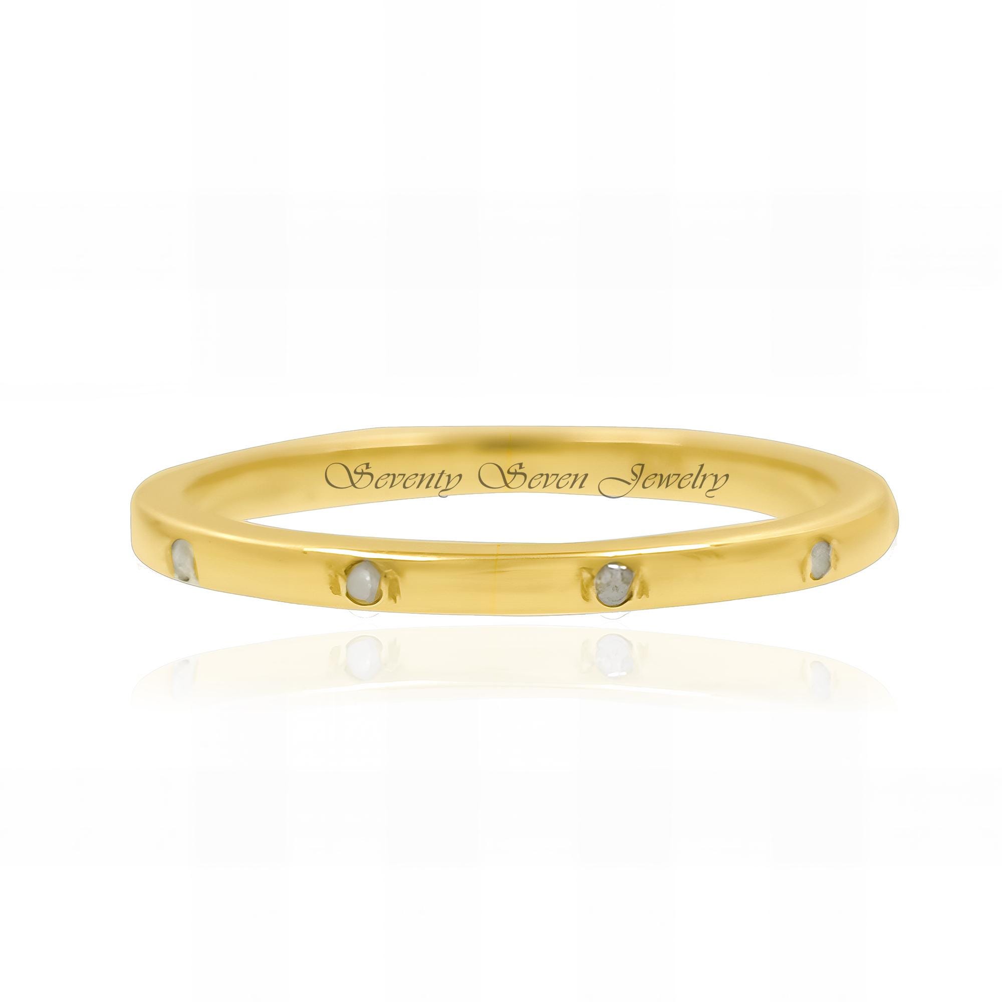 Diamond Sterling Silver Band Ring: Minimalist Half Eternity - View 3 - Seventy Seven Jewelry | SKU: SSMJR08-SLYGDI-2026 Diamond Sterling Silver Band Ring: Minimalist Half Eternity - View 3 - Seventy Seven Jewelry | SKU: SSMJR08-SLYGDI-2026