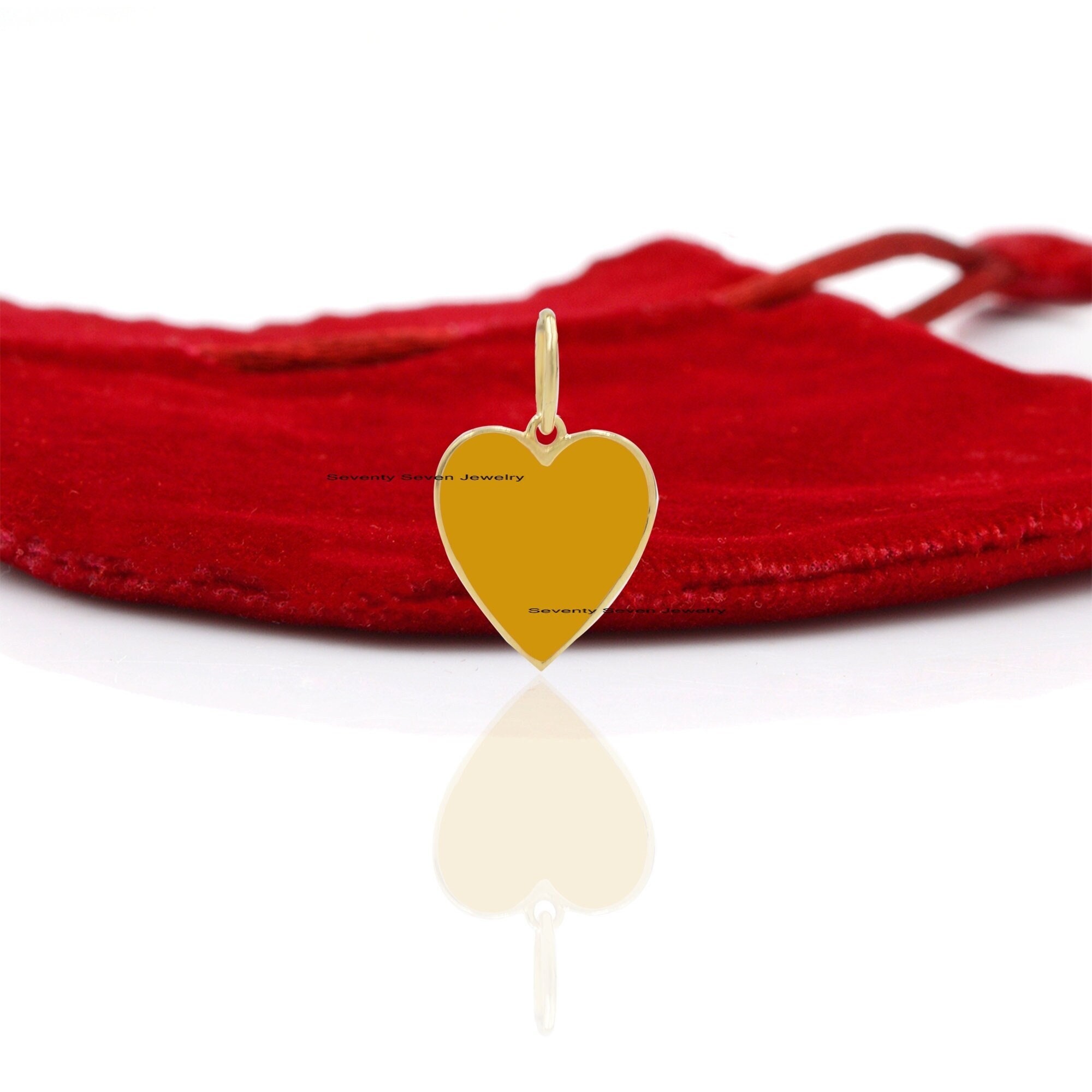 9K Gold Heart Pendant: Enamel Charm Jewelry - View 7 - Seventy Seven Jewelry | SKU: SSMJP507-9KYGELB-21M-2026 9K Gold Heart Pendant: Enamel Charm Jewelry - View 7 - Seventy Seven Jewelry | SKU: SSMJP507-9KYGELB-21M-2026