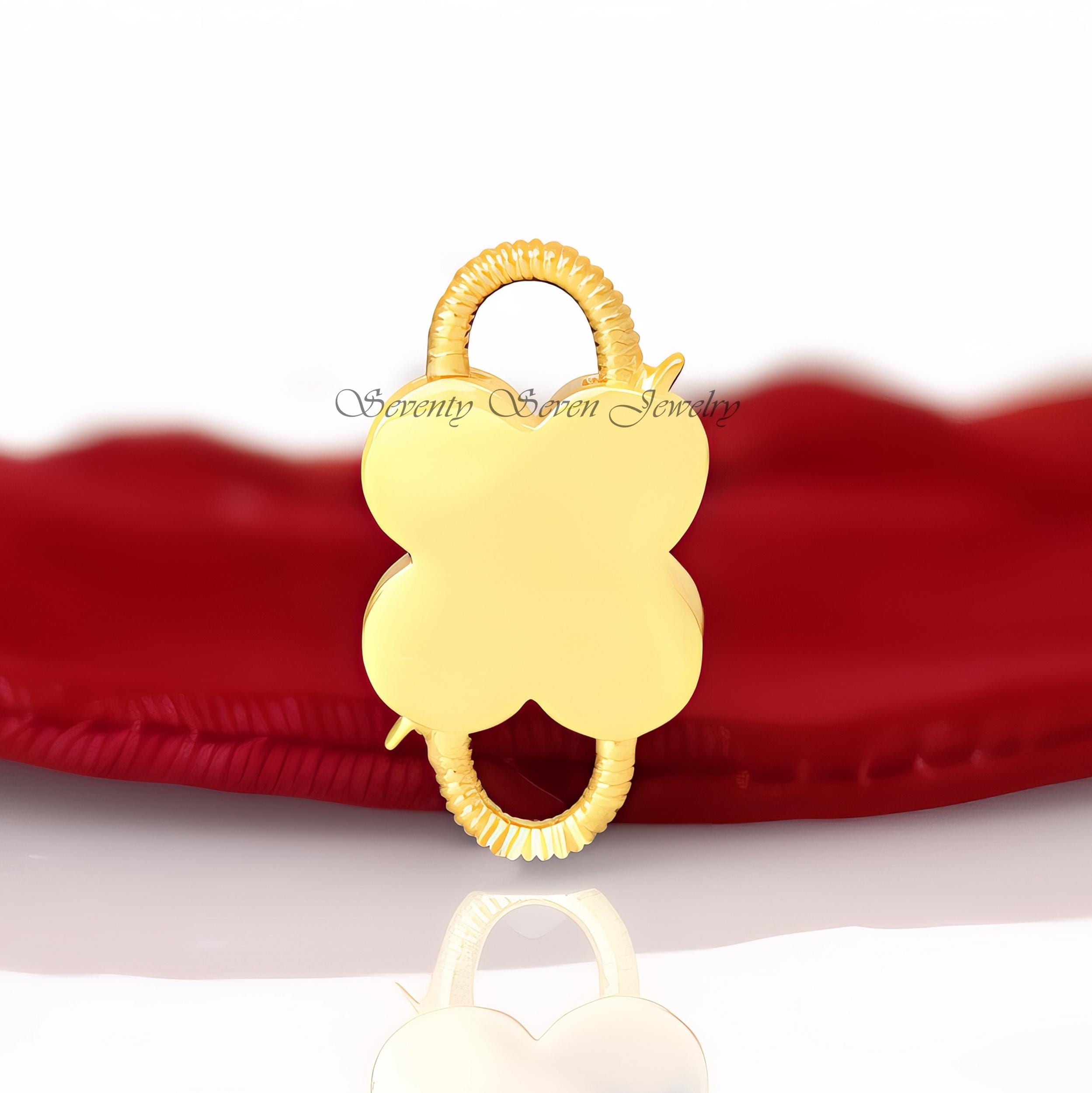 14K Gold Gemstone Floral Padlock: Vintage Designer Pendant (30*16 MM) - View 3 - Seventy Seven Jewelry | SKU: SSMJP65-14KYGPQ 14K Gold Gemstone Floral Padlock: Vintage Designer Pendant (30*16 MM) - View 3 - Seventy Seven Jewelry | SKU: SSMJP65-14KYGPQ