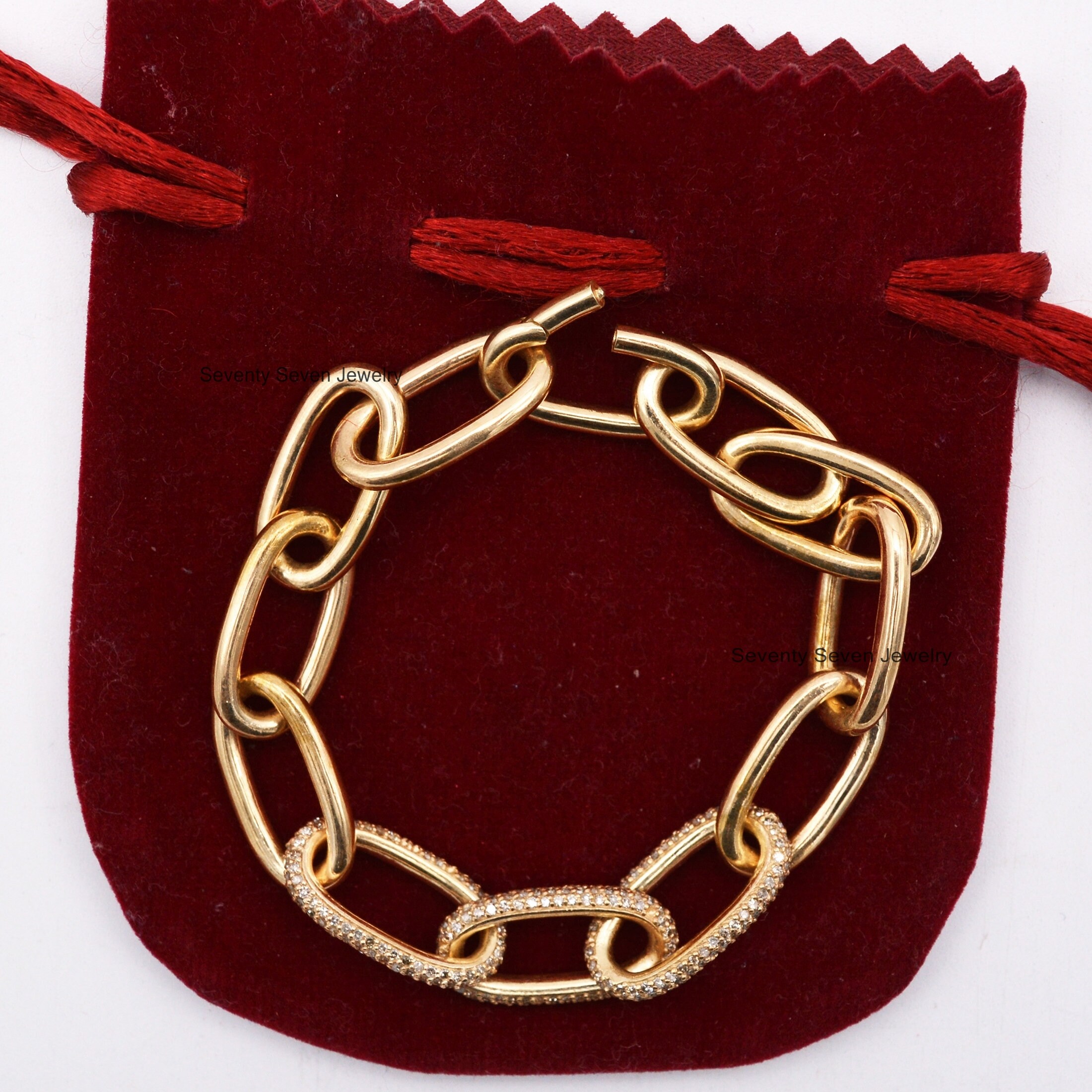 925 Silver Moissanite Oval Link Bracelet: Diamond Chain Jewelry - View 6 - Seventy Seven Jewelry | SKU: SSMJA06-SLYGMN-2026 925 Silver Moissanite Oval Link Bracelet: Diamond Chain Jewelry - View 6 - Seventy Seven Jewelry | SKU: SSMJA06-SLYGMN-2026