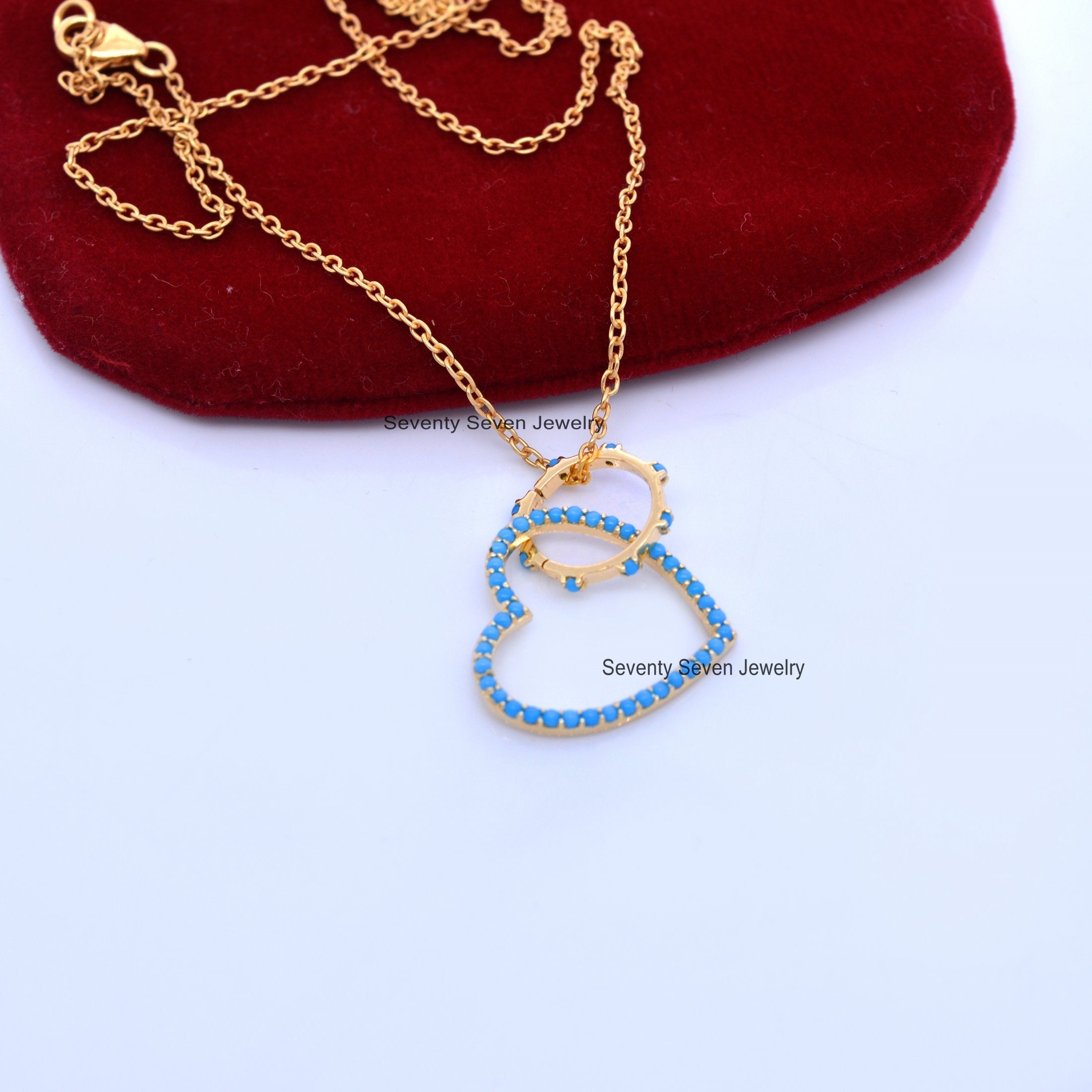 925 Silver Turquoise Heart Enhancer Necklace: 18 Inch Chain - Seventy Seven Jewelry | SKU: SSMJP529-SLYGCZ,SSMJP530-SLYGTQ,SS 925 Silver Turquoise Heart Enhancer Necklace: 18 Inch Chain - Seventy Seven Jewelry | SKU: SSMJP529-SLYGCZ,SSMJP530-SLYGTQ,SS