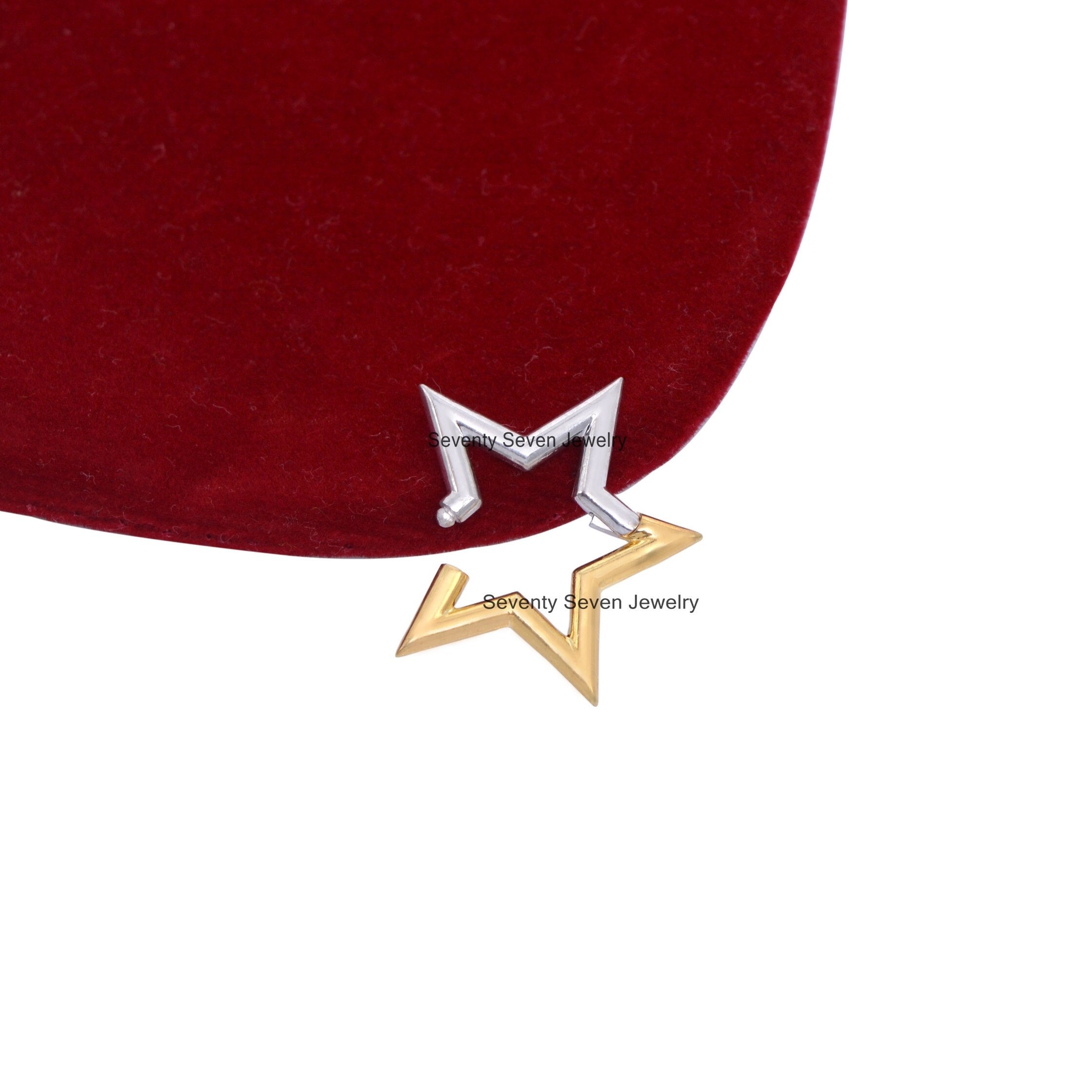14k Gold Star Charm Holder: Two-Tone Enhancer Link - View 3 - Seventy Seven Jewelry | SKU: SSMJH508A-14KYGSLWG-2026,SSMJH508A 14k Gold Star Charm Holder: Two-Tone Enhancer Link - View 3 - Seventy Seven Jewelry | SKU: SSMJH508A-14KYGSLWG-2026,SSMJH508A