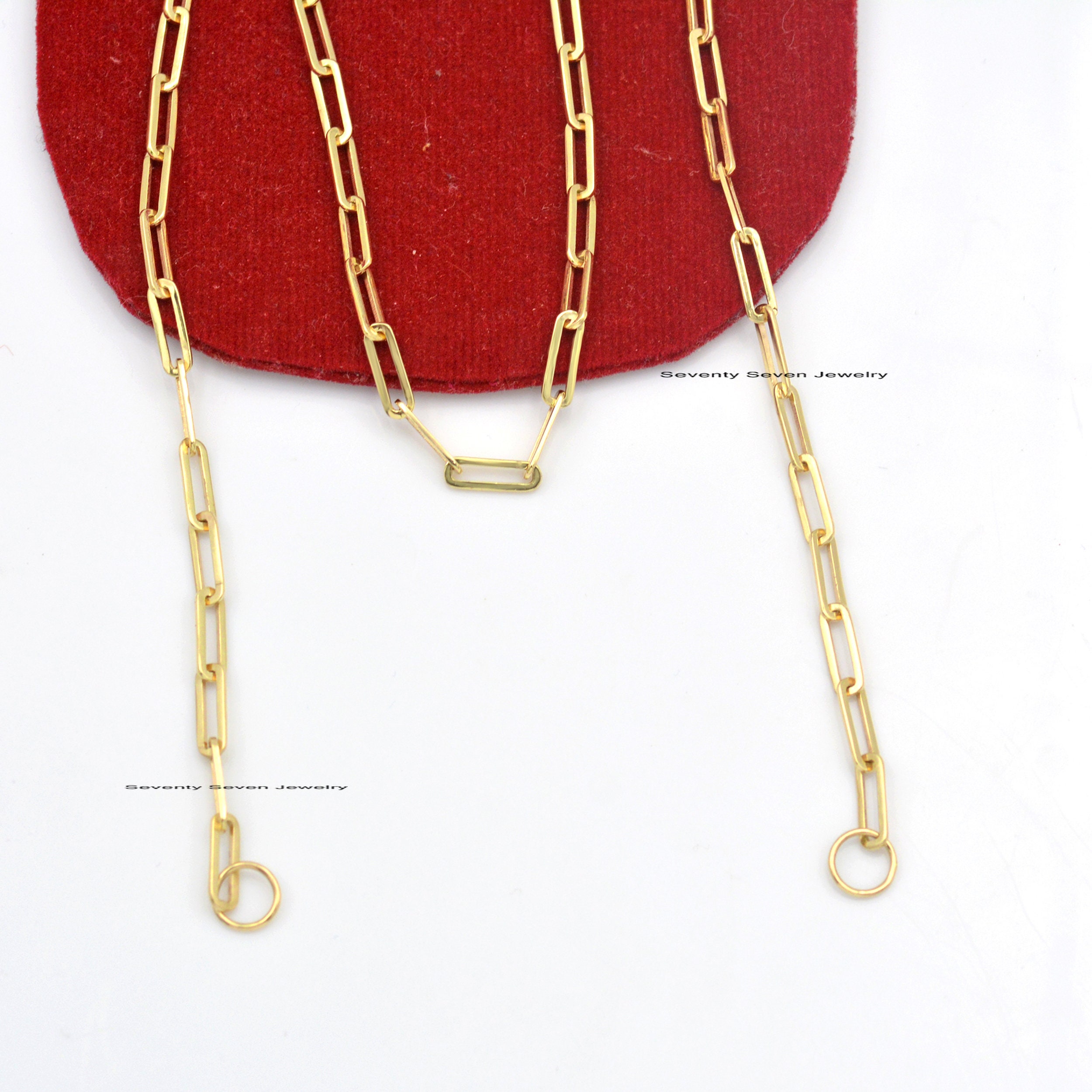 14K Gold Paperclip Link Chain Necklace - View 3 - Seventy Seven Jewelry | SKU: SSG1-14KYG-10M-22I,SSG1-14KYG-10M-24I,SSG1-14K 14K Gold Paperclip Link Chain Necklace - View 3 - Seventy Seven Jewelry | SKU: SSG1-14KYG-10M-22I,SSG1-14KYG-10M-24I,SSG1-14K