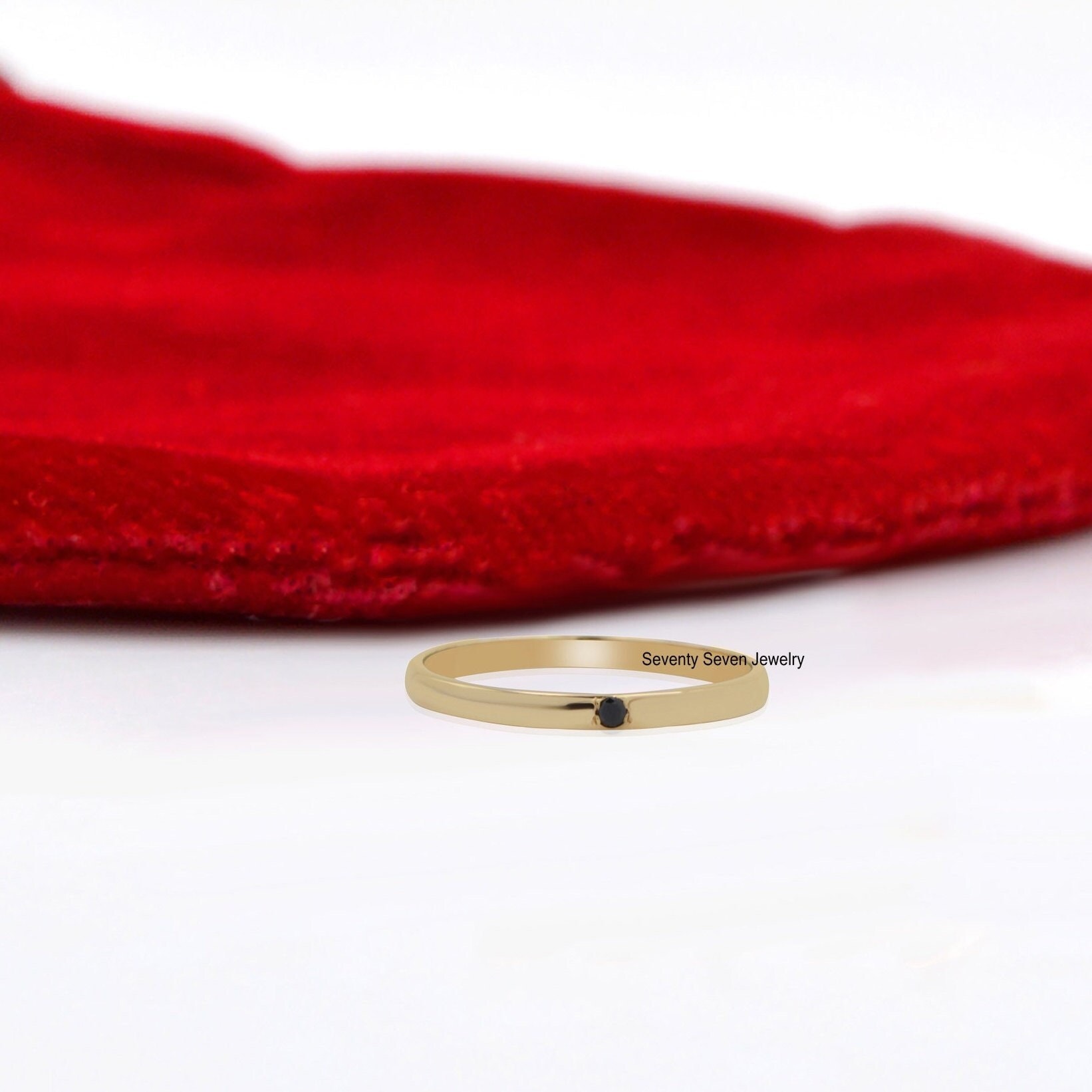 9K Gold Black Diamond Band Ring: Single Stone - View 6 - Seventy Seven Jewelry | SKU: SSMJR395-9KYGBDI-2026 9K Gold Black Diamond Band Ring: Single Stone - View 6 - Seventy Seven Jewelry | SKU: SSMJR395-9KYGBDI-2026