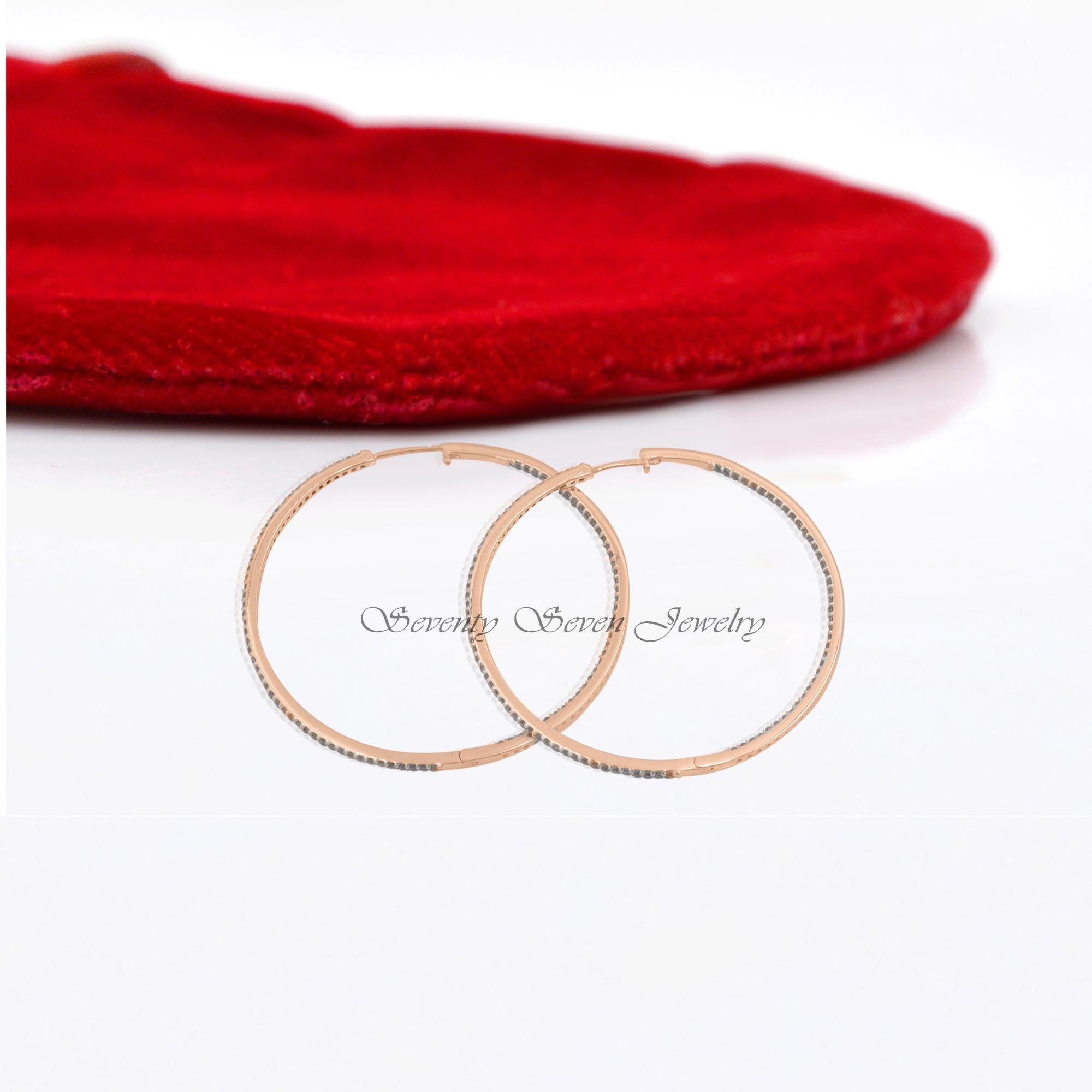 925 Silver Diamond Hoop Earrings: Large Pave Hoops, 50 MM - View 4 - Seventy Seven Jewelry | SKU: SSMJE02-SLYGDI-2026,SSMJE02 925 Silver Diamond Hoop Earrings: Large Pave Hoops, 50 MM - View 4 - Seventy Seven Jewelry | SKU: SSMJE02-SLYGDI-2026,SSMJE02
