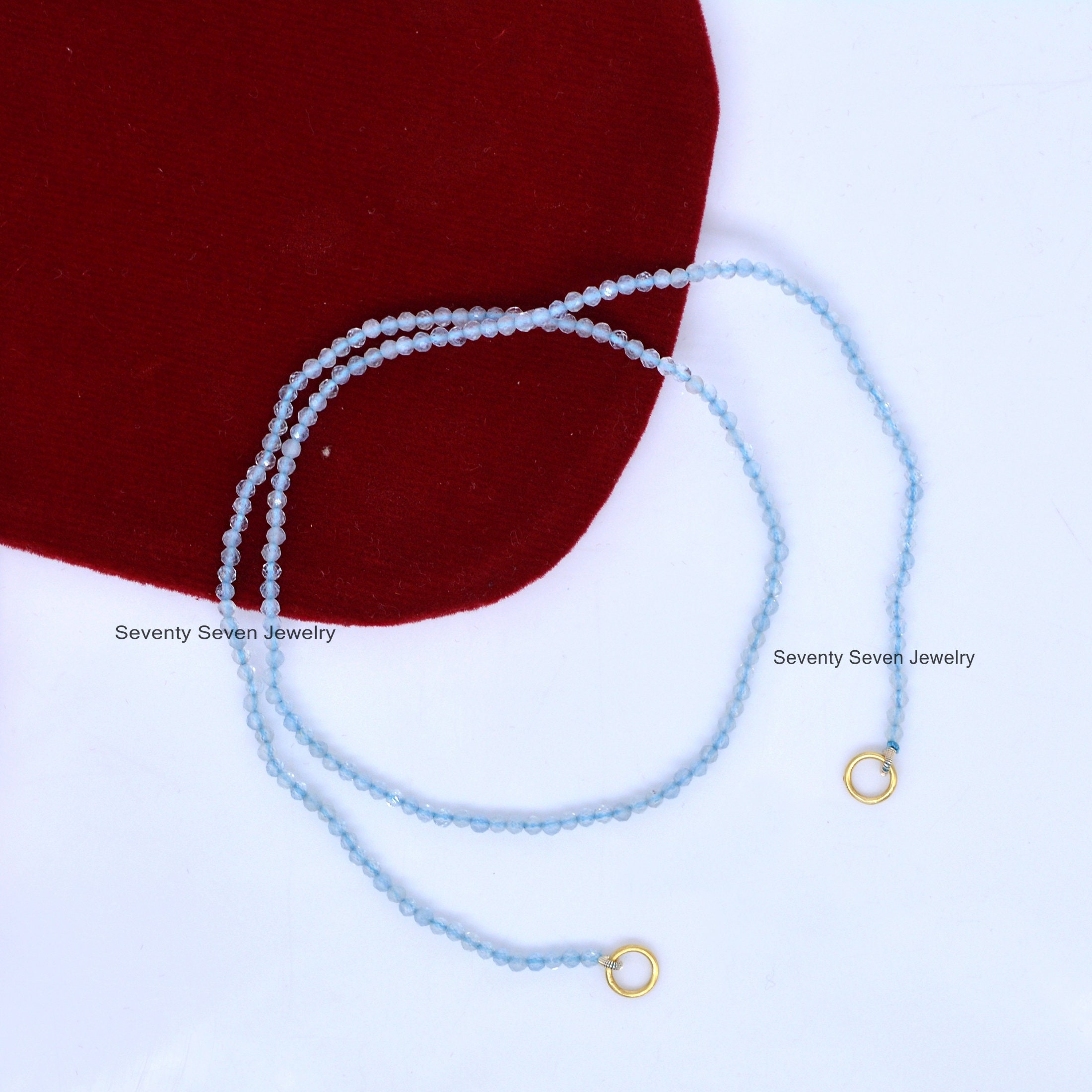 Sterling Silver Turquoise Bead Chain Necklace with Enhancer - View 7 - Seventy Seven Jewelry | SKU: SSMJN219-SLYGPL Sterling Silver Turquoise Bead Chain Necklace with Enhancer - View 7 - Seventy Seven Jewelry | SKU: SSMJN219-SLYGPL