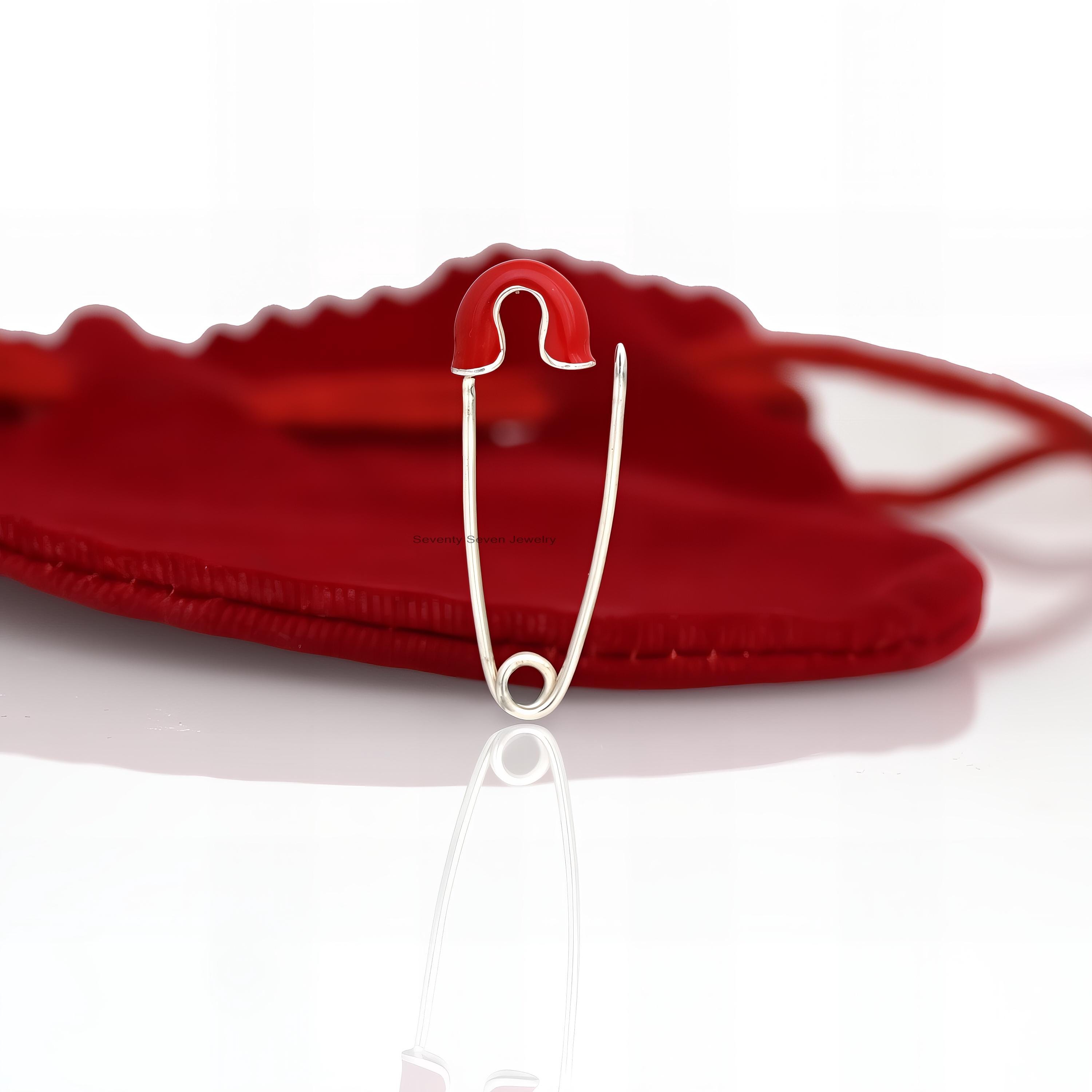 925 Silver Enamel Safety Pin Pendant: Charm Holder Brooch - View 3 - Seventy Seven Jewelry | SKU: SSMJP903-SLYGELP-2026 925 Silver Enamel Safety Pin Pendant: Charm Holder Brooch - View 3 - Seventy Seven Jewelry | SKU: SSMJP903-SLYGELP-2026