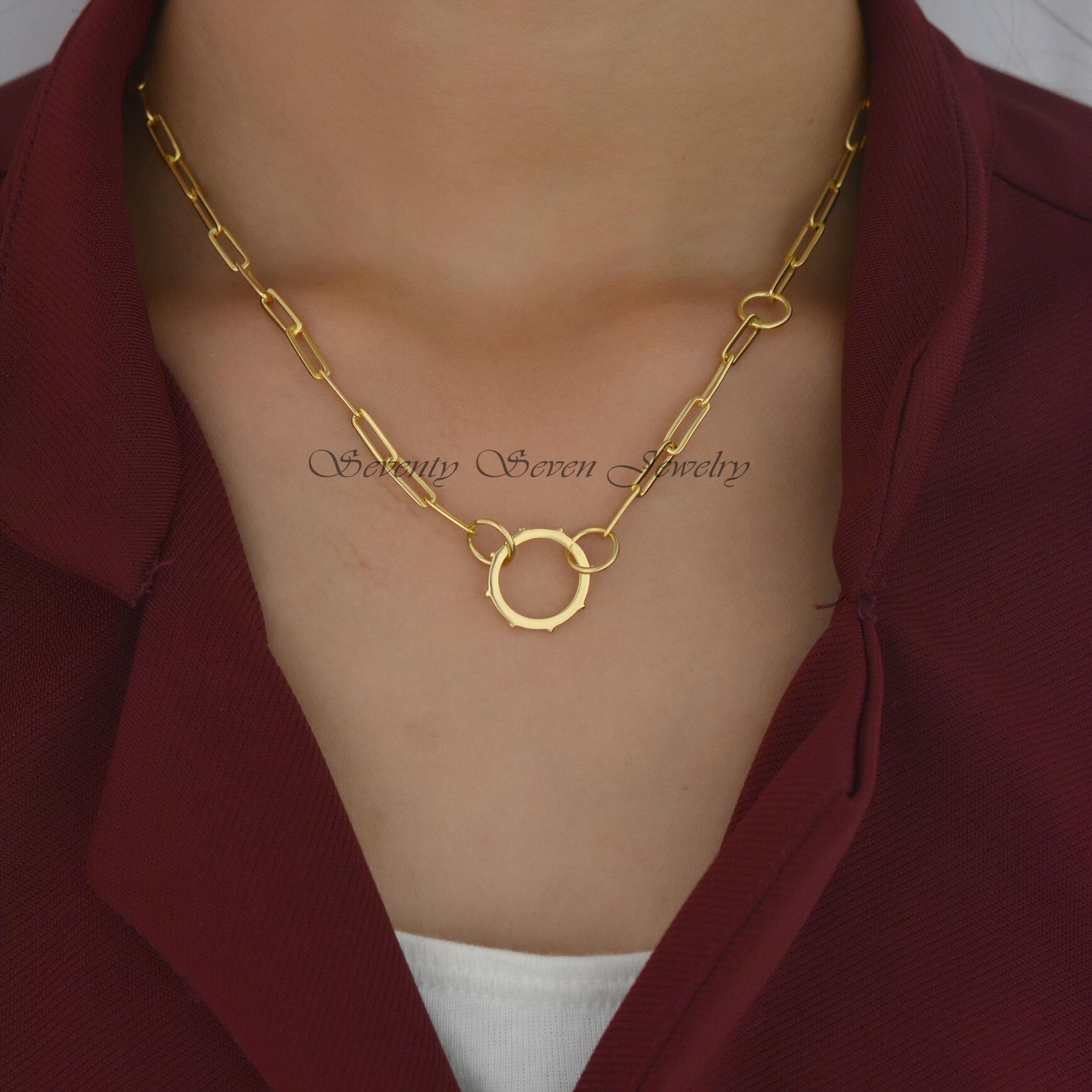 925 Sterling Silver Paperclip Chain Necklace: Enhancer Connector - View 2 - Seventy Seven Jewelry | SKU: G1-SLNS-10M-14-16I-V 925 Sterling Silver Paperclip Chain Necklace: Enhancer Connector - View 2 - Seventy Seven Jewelry | SKU: G1-SLNS-10M-14-16I-V