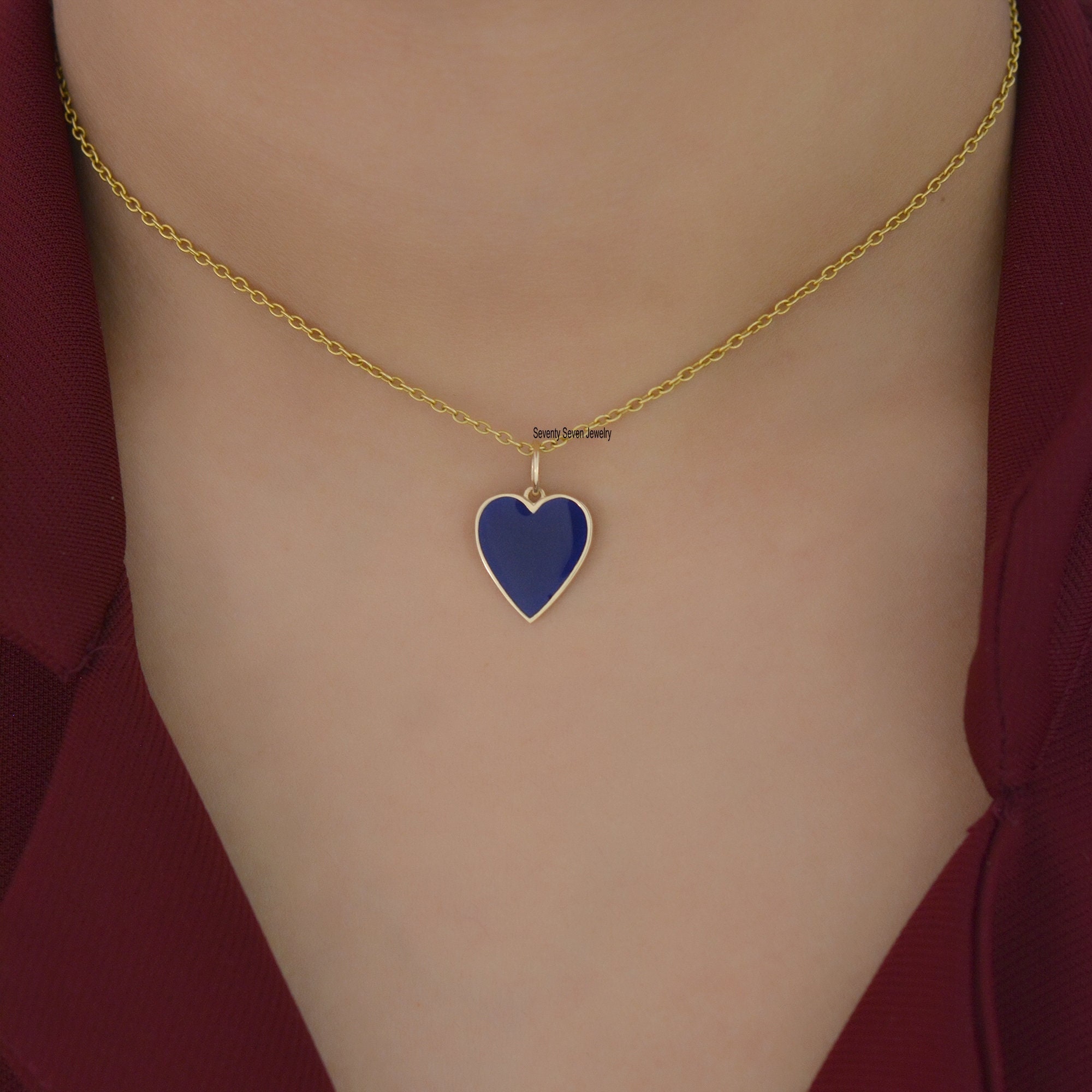 9K Gold Heart Pendant: Enamel Charm Jewelry - Seventy Seven Jewelry | SKU: SSMJP507-9KYGELB-21M-2026 9K Gold Heart Pendant: Enamel Charm Jewelry - Seventy Seven Jewelry | SKU: SSMJP507-9KYGELB-21M-2026