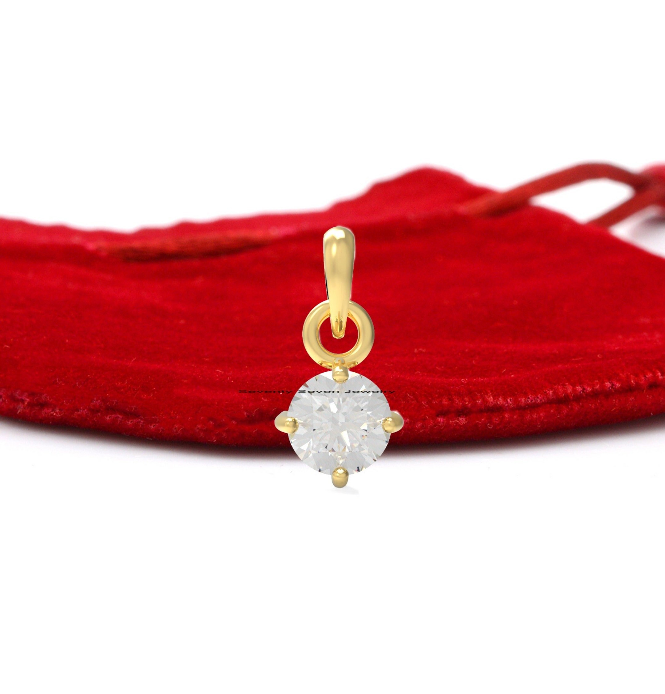 Sterling Silver Gemstone Drop Pendant - Tiny Round Charm (15*7 MM) - View 2 - Seventy Seven Jewelry | SKU: SSMJP1043-SLYG-202 Sterling Silver Gemstone Drop Pendant - Tiny Round Charm (15*7 MM) - View 2 - Seventy Seven Jewelry | SKU: SSMJP1043-SLYG-202