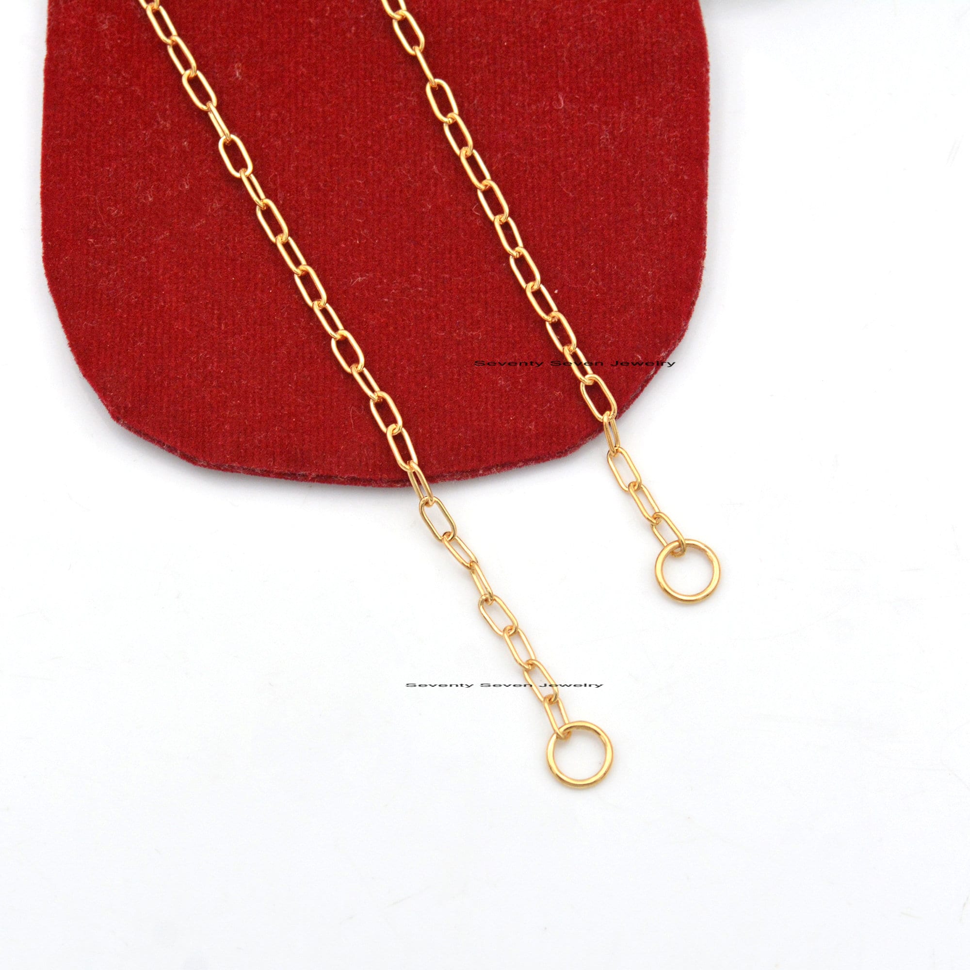 Sterling Silver Cable Chain Necklace: Handmade Oval Link, 14k Gold Vermeil - View 2 - Seventy Seven Jewelry | SKU: G6-SLYG-6. Sterling Silver Cable Chain Necklace: Handmade Oval Link, 14k Gold Vermeil - View 2 - Seventy Seven Jewelry | SKU: G6-SLYG-6.
