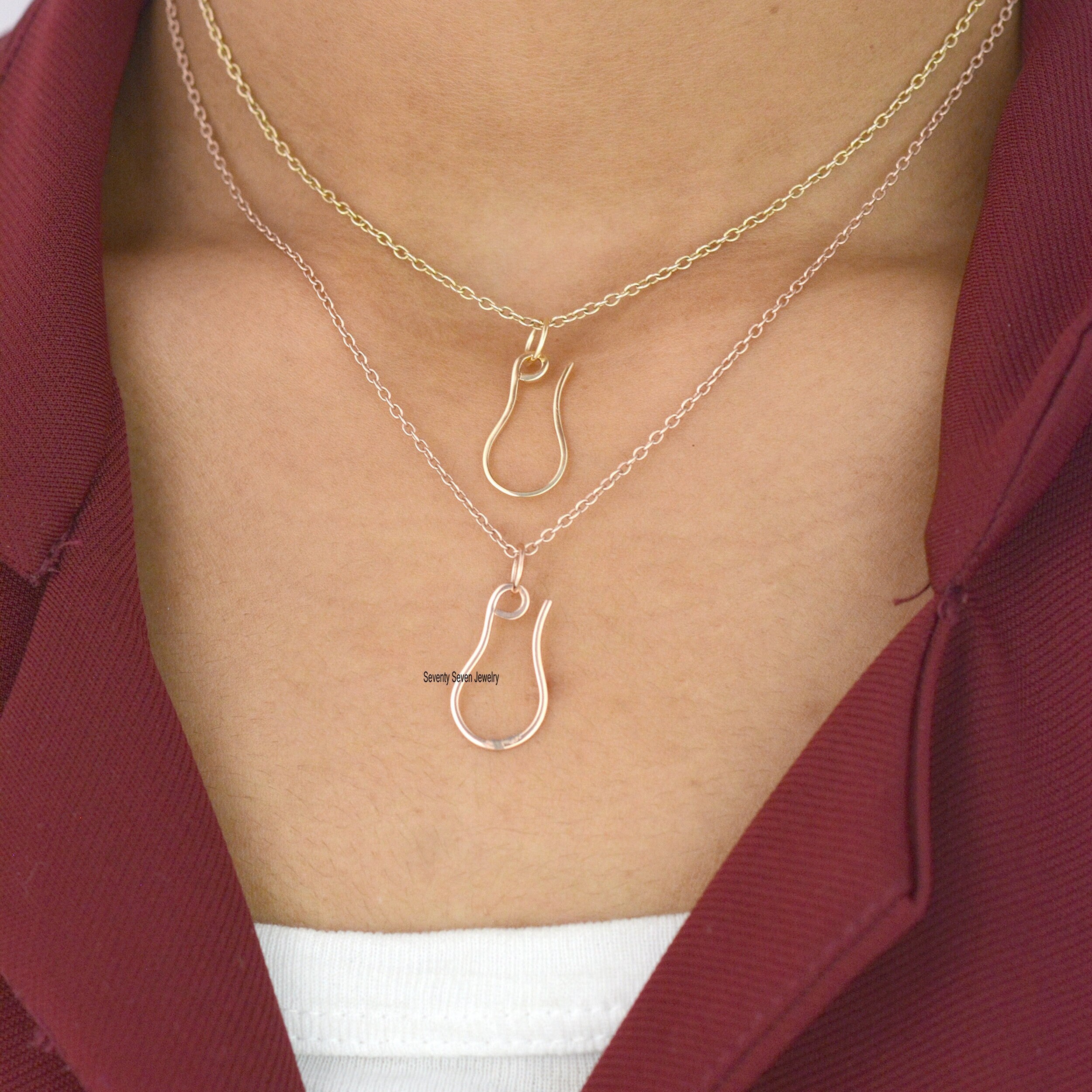 14K Gold Charm Enhancer: Shepherds Hook Anchor Pendant - Seventy Seven Jewelry | SKU: SSMJH565-14KYG-2026 14K Gold Charm Enhancer: Shepherds Hook Anchor Pendant - Seventy Seven Jewelry | SKU: SSMJH565-14KYG-2026