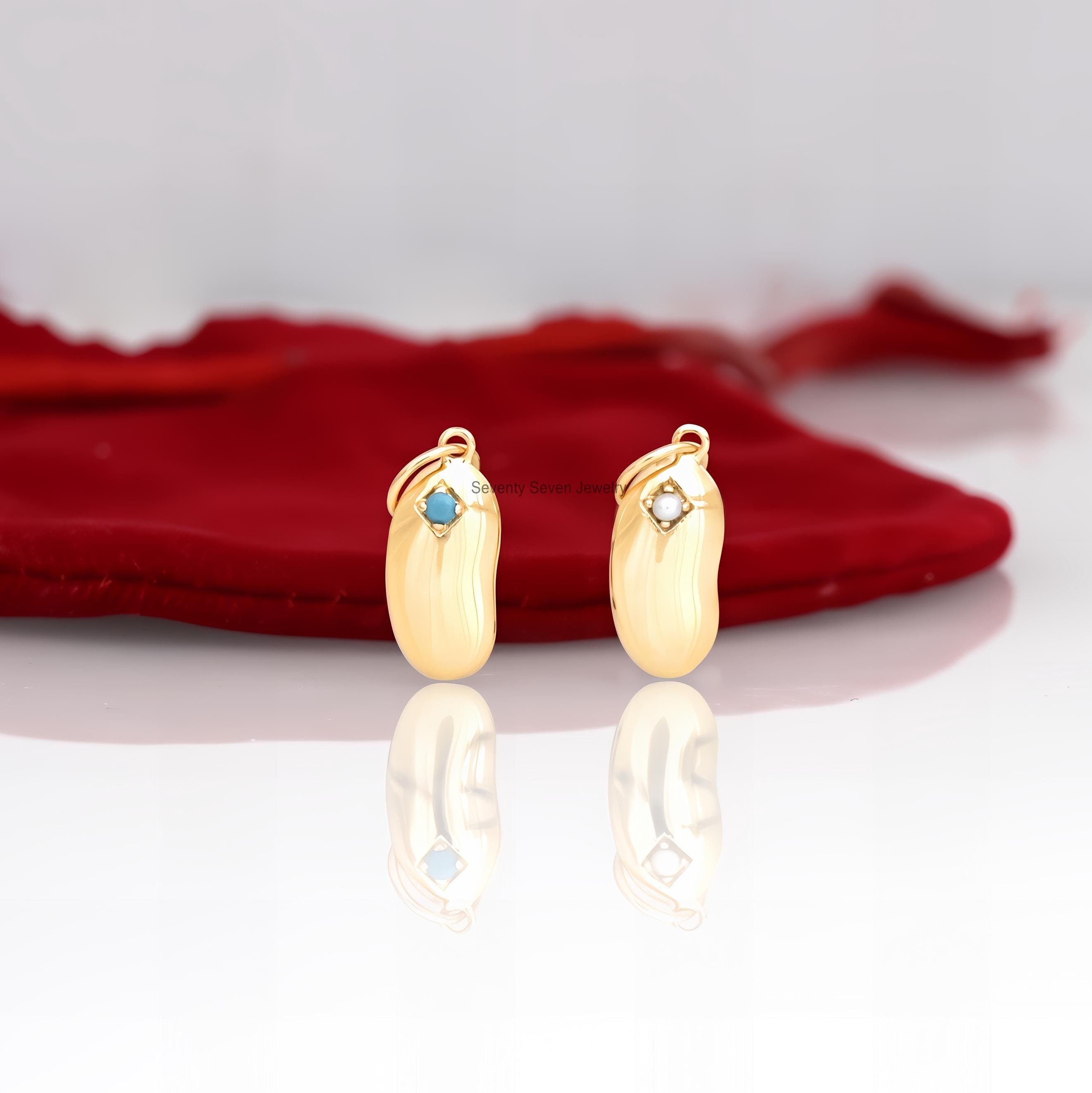 Blue Topaz Sterling Silver Bean Charm Pendant (24x7 MM) - View 6 - Seventy Seven Jewelry | SKU: SSMJP426-SLYG-2026,SSMJP426-S Blue Topaz Sterling Silver Bean Charm Pendant (24x7 MM) - View 6 - Seventy Seven Jewelry | SKU: SSMJP426-SLYG-2026,SSMJP426-S