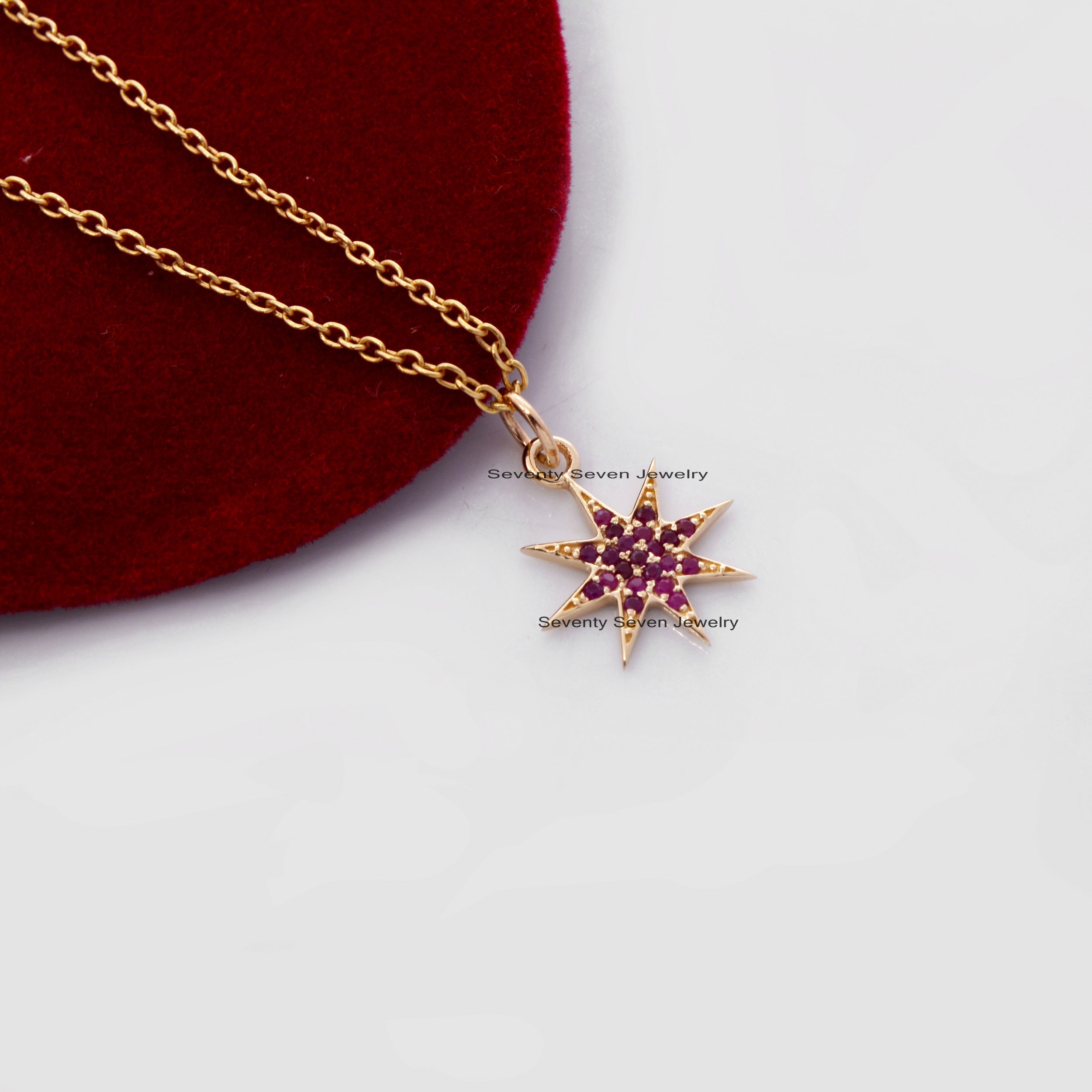 9k Gold Diamond Starburst Pendant: Gemstone Religious Jewelry - View 5 - Seventy Seven Jewelry | SKU: SSMJP461-9KYGDI-2026 9k Gold Diamond Starburst Pendant: Gemstone Religious Jewelry - View 5 - Seventy Seven Jewelry | SKU: SSMJP461-9KYGDI-2026