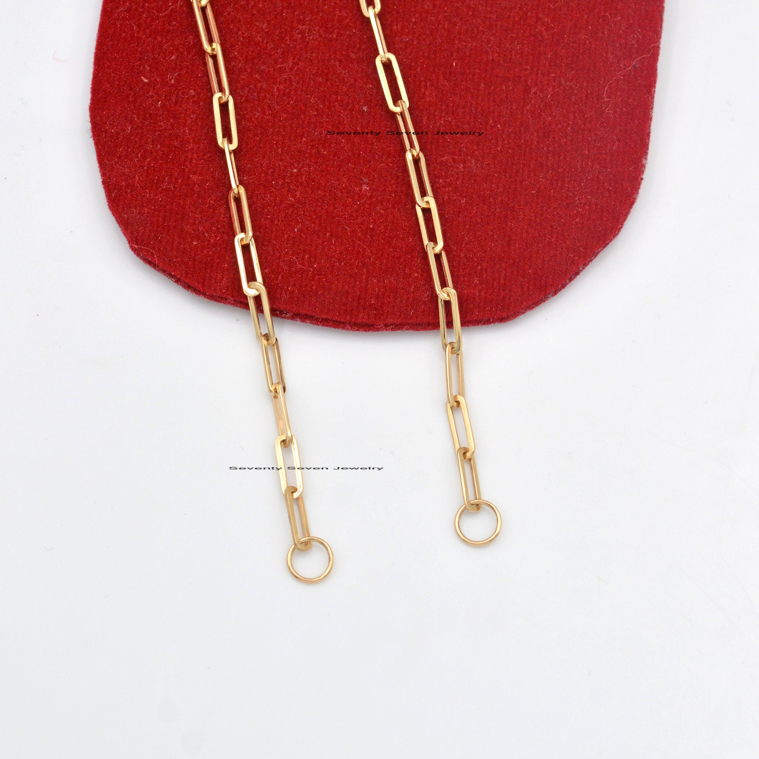 14K Gold Paperclip Link Chain Necklace - View 2 - Seventy Seven Jewelry | SKU: SSG1-14KYG-10M-22I,SSG1-14KYG-10M-24I,SSG1-14K 14K Gold Paperclip Link Chain Necklace - View 2 - Seventy Seven Jewelry | SKU: SSG1-14KYG-10M-22I,SSG1-14KYG-10M-24I,SSG1-14K