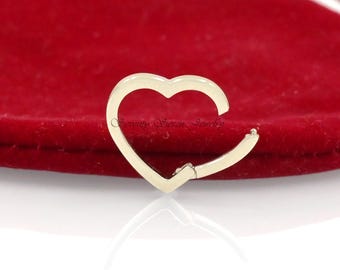 14K Gold Heart Enhancer, Gold Enhancer Link Lock, Gold Heart Lock, Heart Push Lock, 14k gouden sieraden, 14k Enhancer, Heart Gold Lock