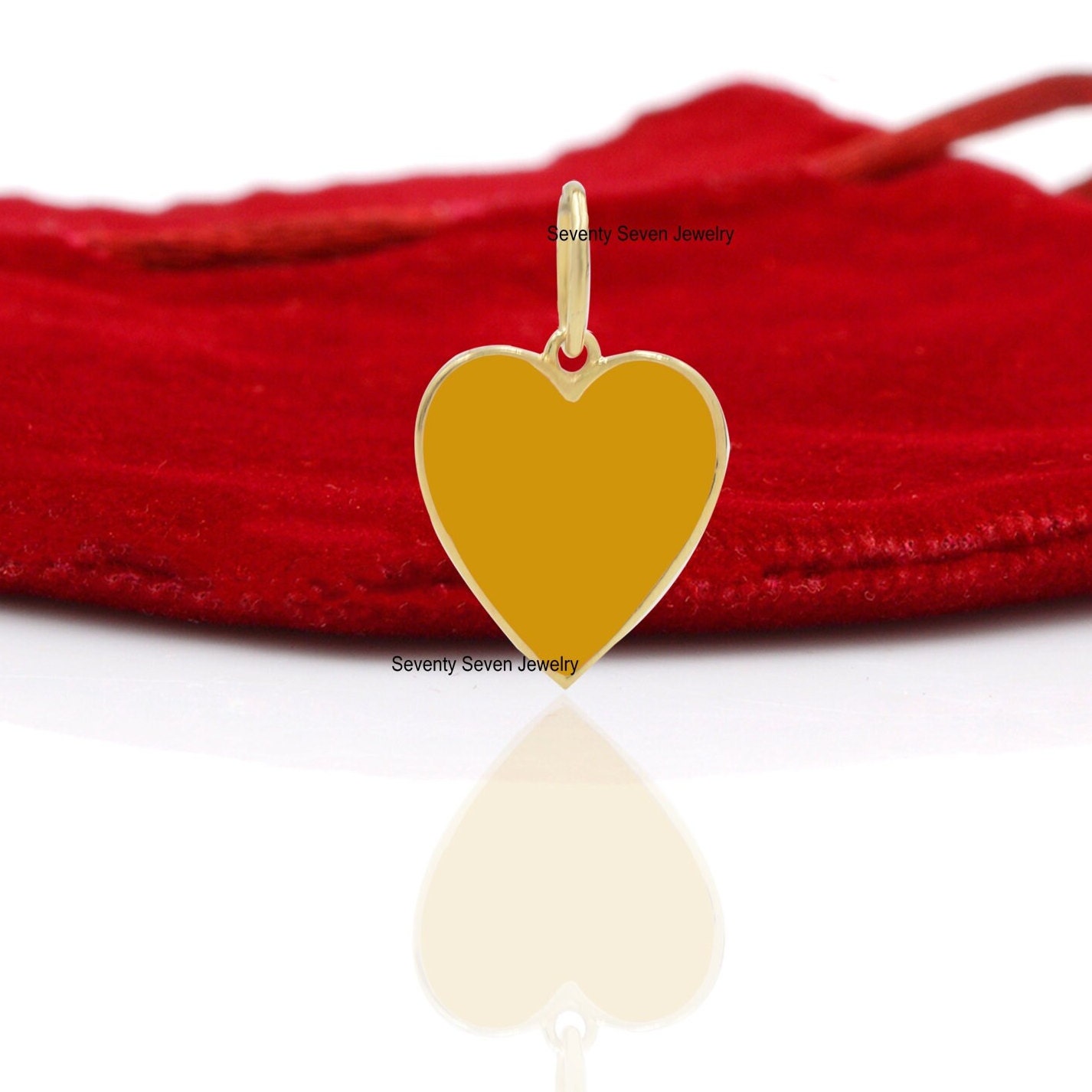 Sterling Silver Enamel Heart Pendant: Turquoise Charm - View 5 - Seventy Seven Jewelry | SKU: SSMJP507-SLYGELB-21M-2026 Sterling Silver Enamel Heart Pendant: Turquoise Charm - View 5 - Seventy Seven Jewelry | SKU: SSMJP507-SLYGELB-21M-2026