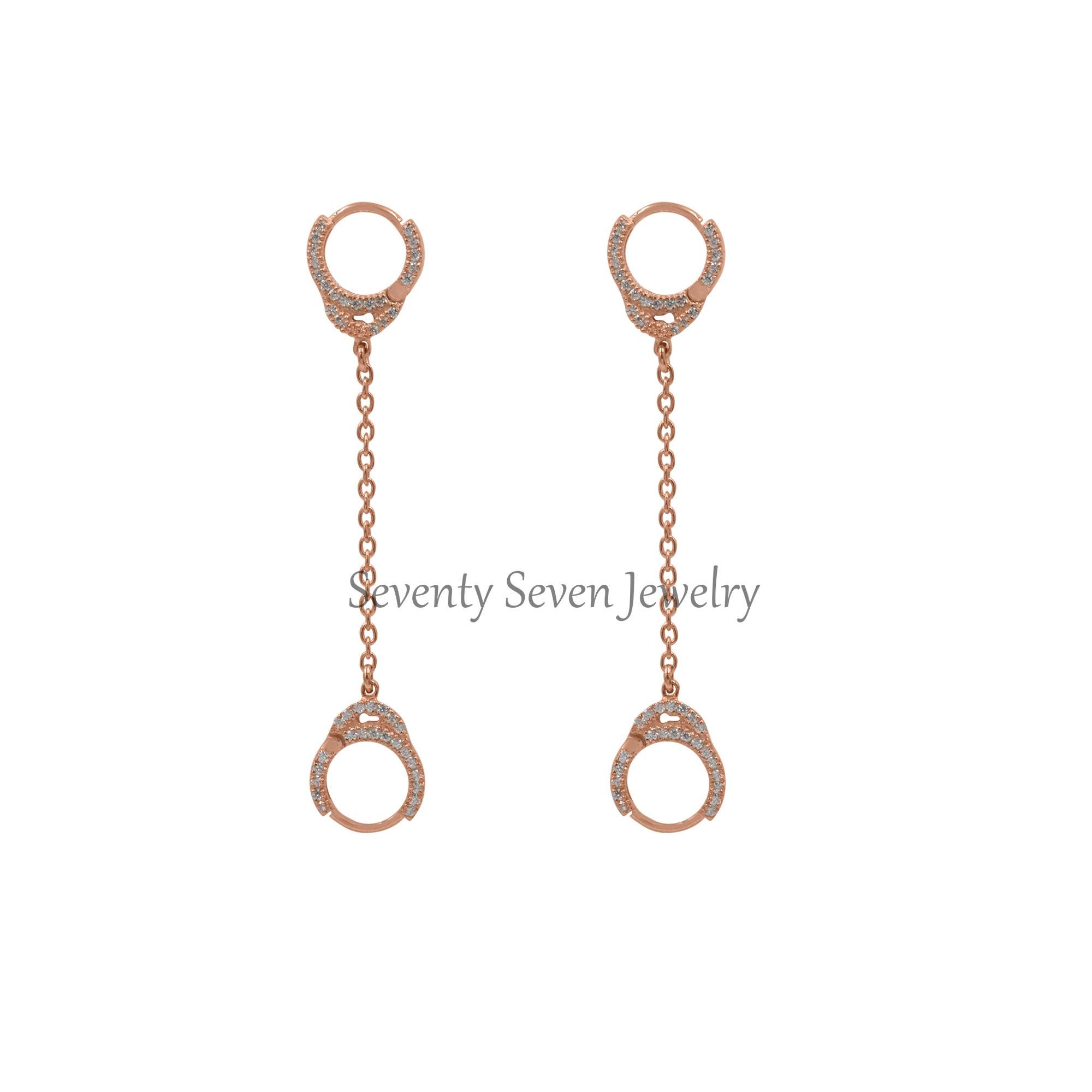 Diamond Chain Cuff Earrings: 9K Gold Huggie Hoops - View 4 - Seventy Seven Jewelry | SKU: SSMJE1039-SLYGMN-2026 Diamond Chain Cuff Earrings: 9K Gold Huggie Hoops - View 4 - Seventy Seven Jewelry | SKU: SSMJE1039-SLYGMN-2026