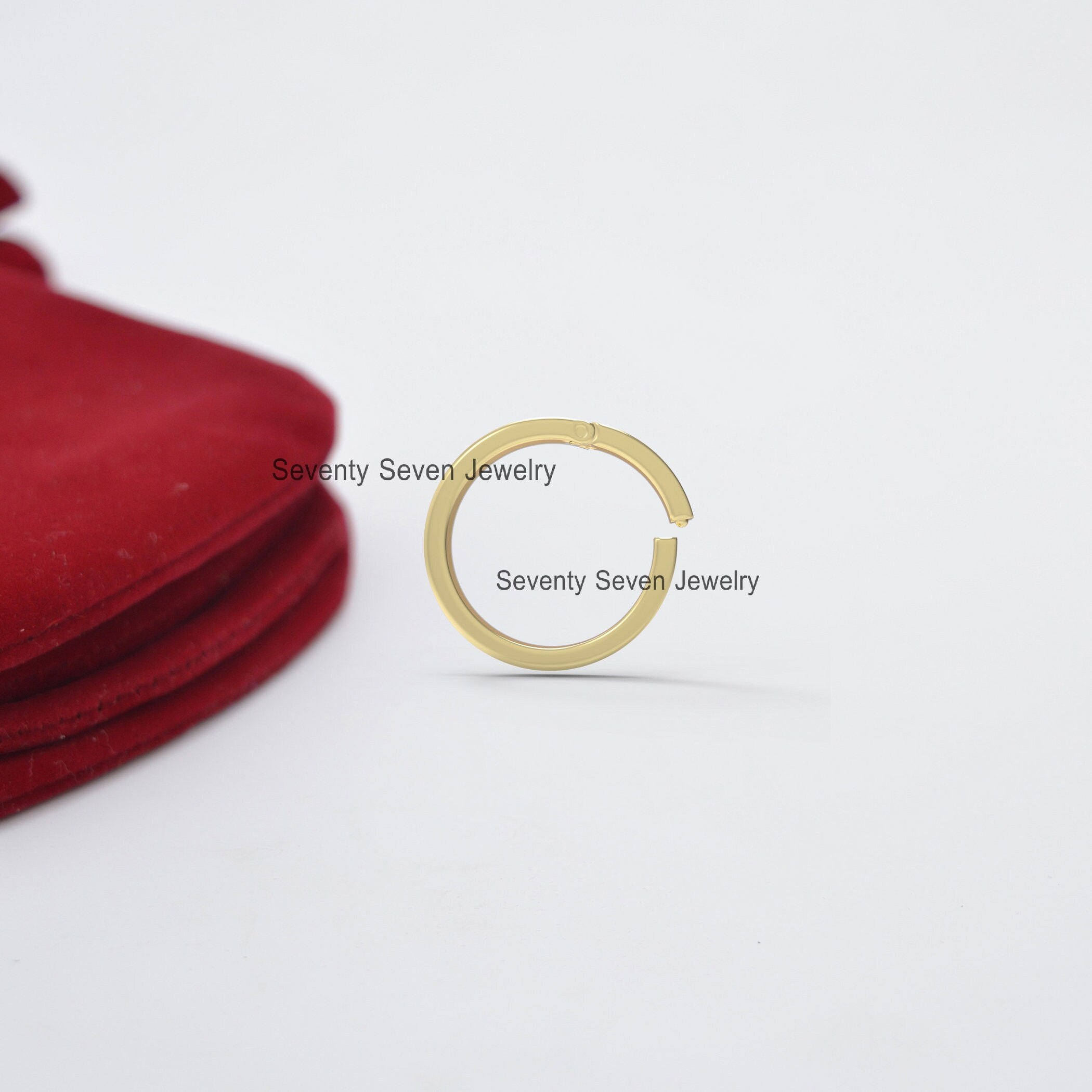 14K Gold Circle Charm Holder Pendant, Push Lock - View 6 - Seventy Seven Jewelry | SKU: SSMJH447-14KYG-2026 14K Gold Circle Charm Holder Pendant, Push Lock - View 6 - Seventy Seven Jewelry | SKU: SSMJH447-14KYG-2026