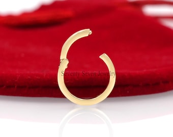 14K Gold Circle Charm Holder Pendant, Push Lock