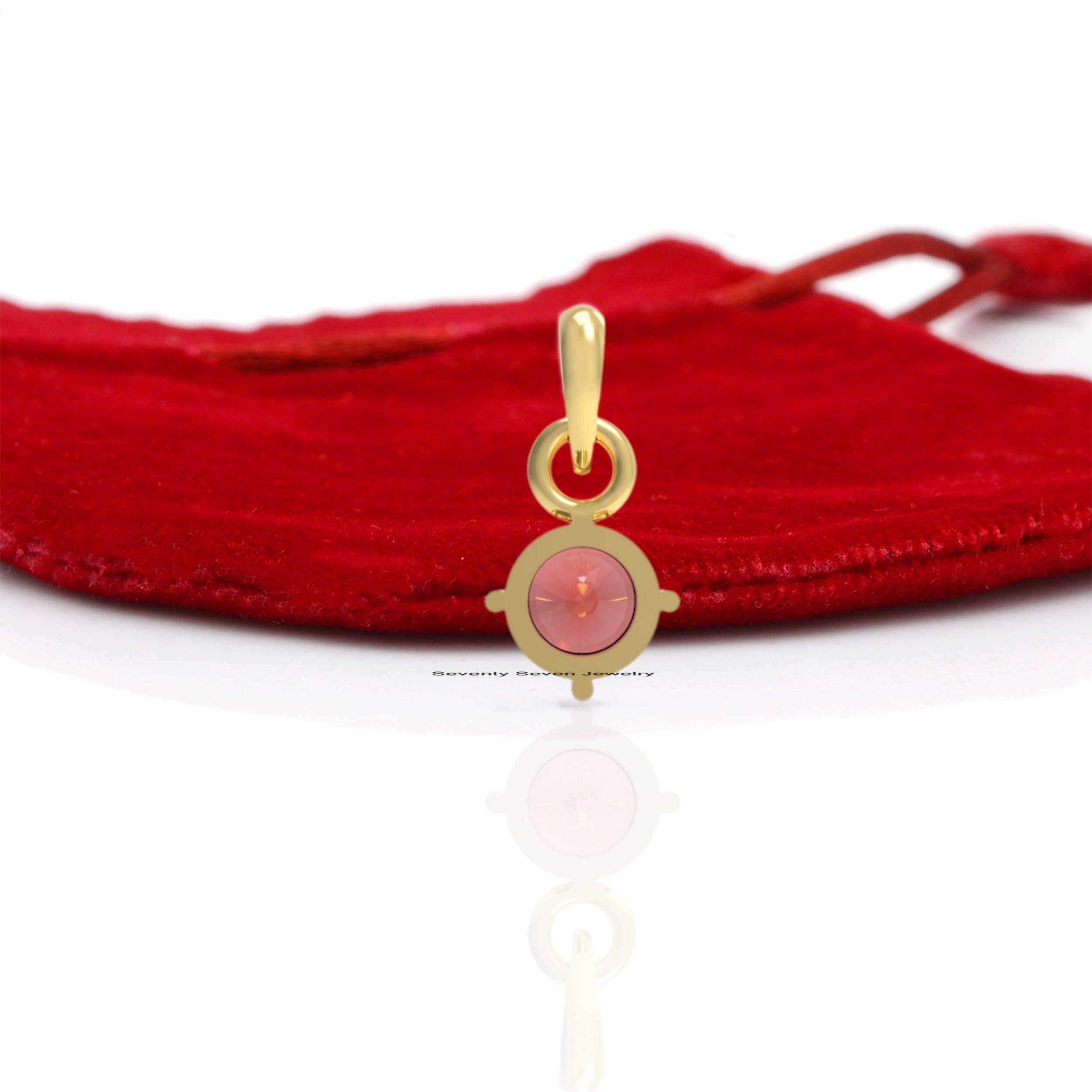 Sterling Silver Gemstone Drop Pendant - Tiny Round Charm (15*7 MM) - View 7 - Seventy Seven Jewelry | SKU: SSMJP1043-SLYG-202 Sterling Silver Gemstone Drop Pendant - Tiny Round Charm (15*7 MM) - View 7 - Seventy Seven Jewelry | SKU: SSMJP1043-SLYG-202